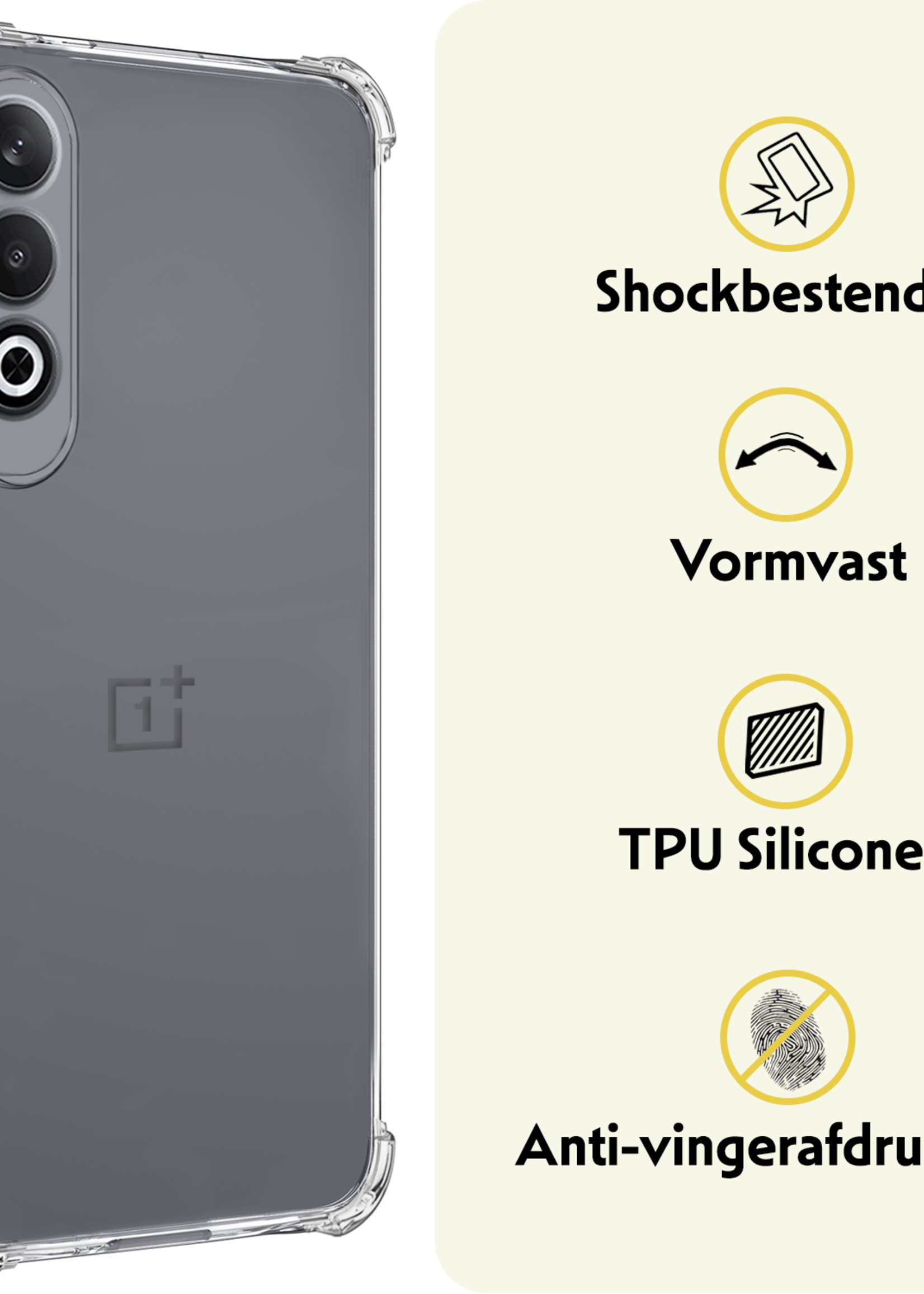 LUQ Hoesje Geschikt voor OnePlus Nord CE4 Hoesje Siliconen Shock Proof Case Hoes - Hoes Geschikt voor OnePlus Nord CE4 Hoes Cover Case Shockproof - Transparant - 2 PACK