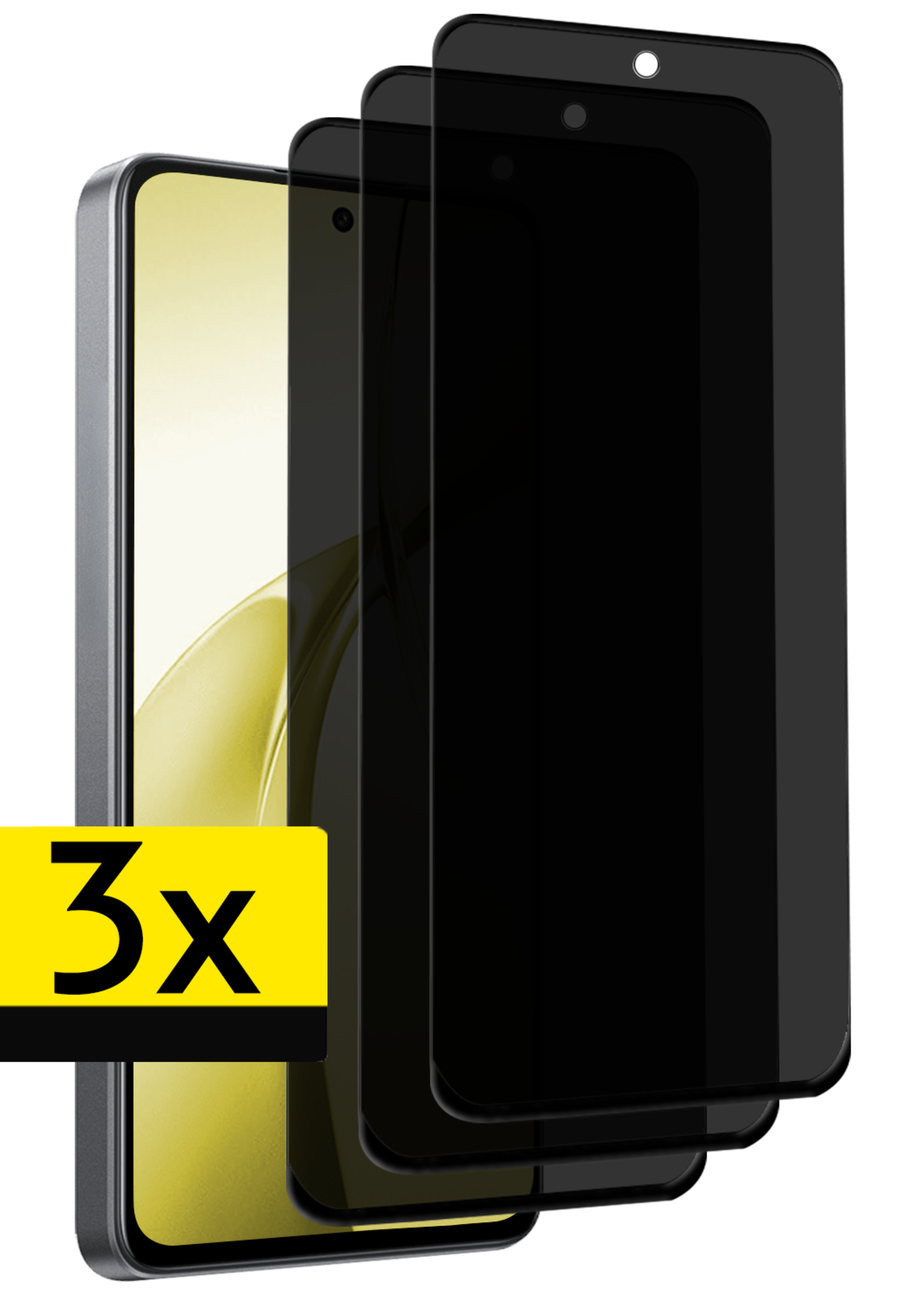 LUQ Screenprotector Geschikt voor OnePlus Nord CE4 Screenprotector Privacy Glas Gehard Full Cover - Screenprotector Geschikt voor OnePlus Nord CE4 Screenprotector Privacy Tempered Glass - 3 PACK