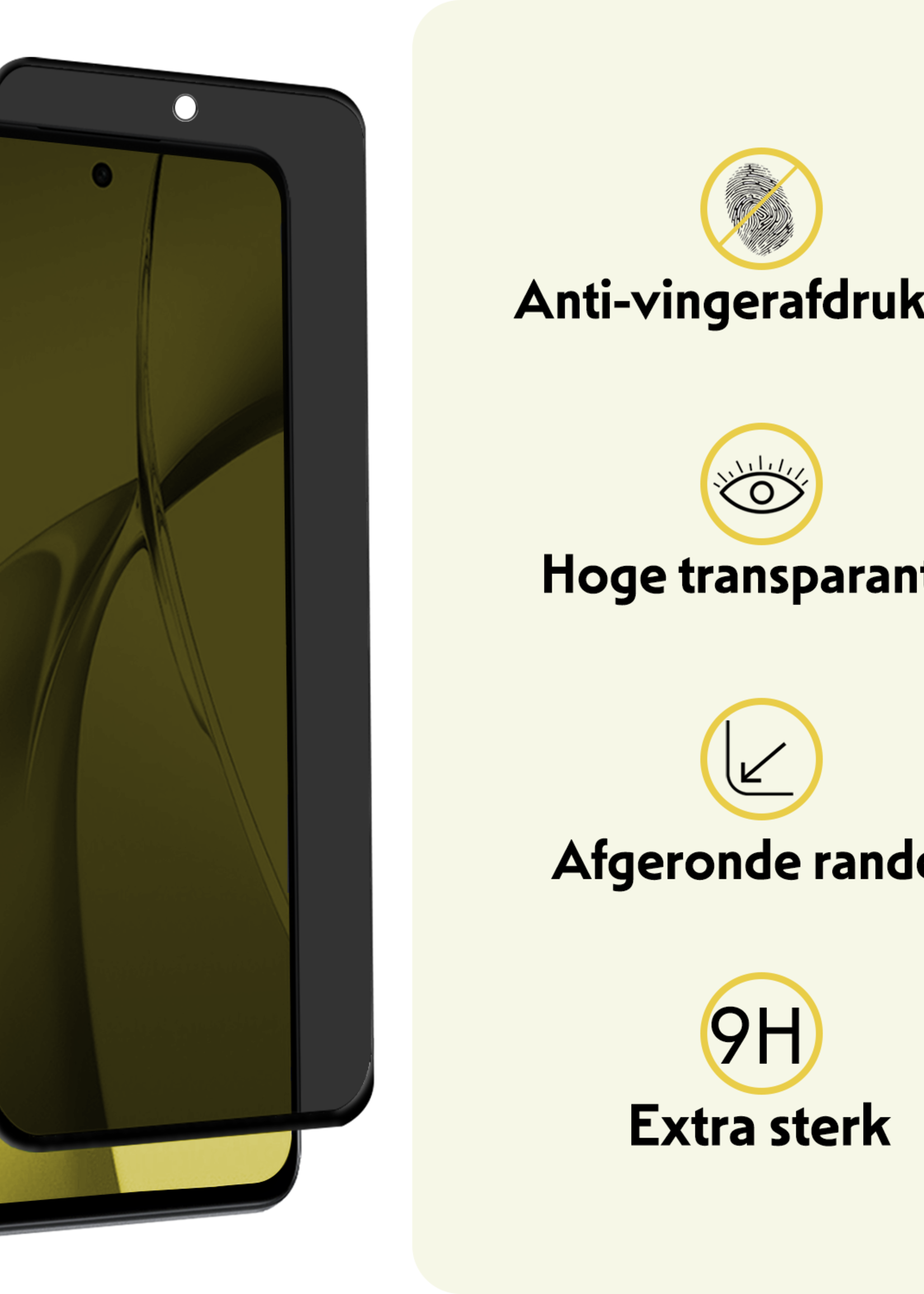 LUQ Screenprotector Geschikt voor OnePlus Nord CE4 Screenprotector Privacy Glas Gehard Full Cover - Screenprotector Geschikt voor OnePlus Nord CE4 Screenprotector Privacy Tempered Glass - 3 PACK