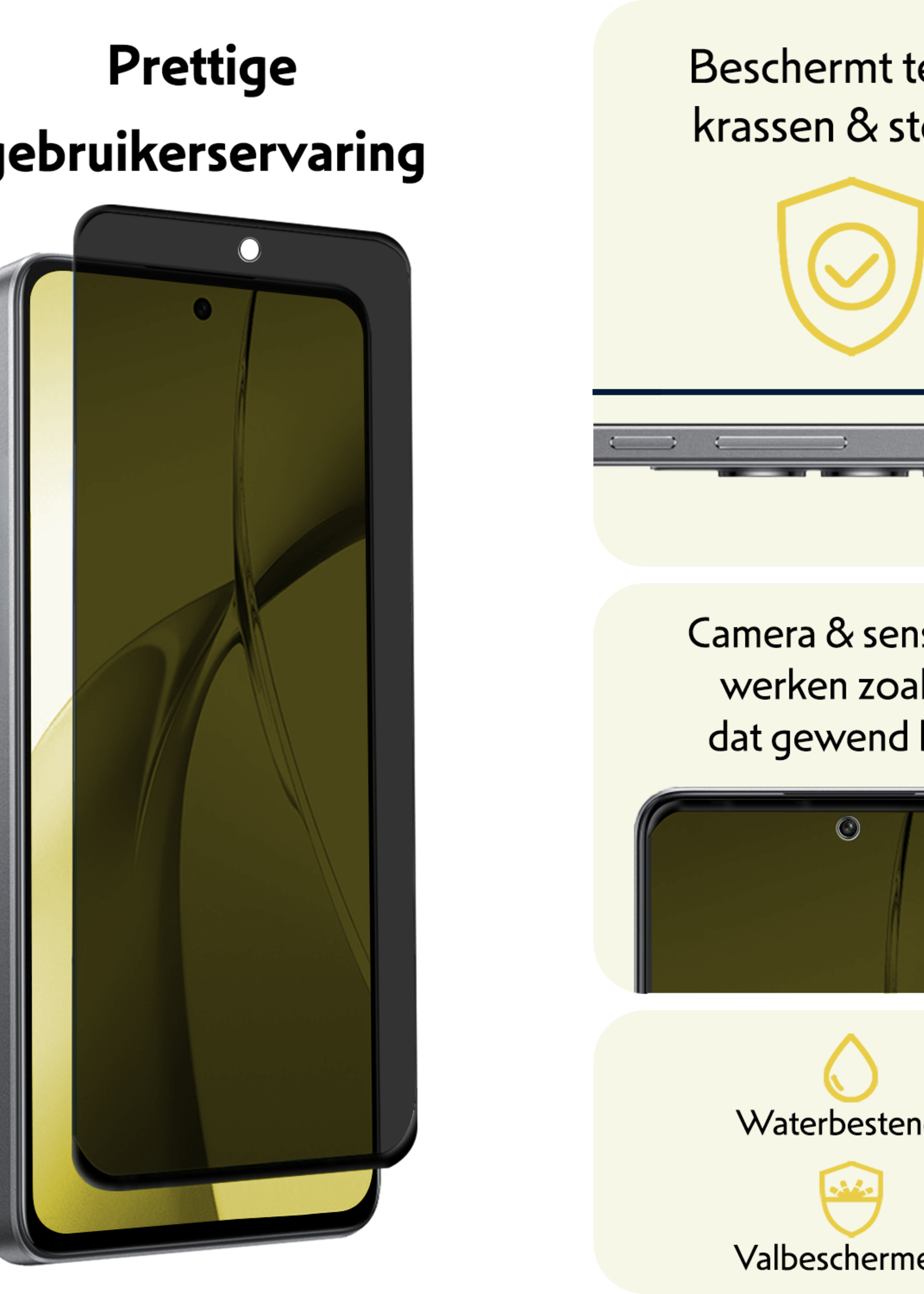 LUQ Screenprotector Geschikt voor OnePlus Nord CE4 Screenprotector Privacy Glas Gehard Full Cover - Screenprotector Geschikt voor OnePlus Nord CE4 Screenprotector Privacy Tempered Glass