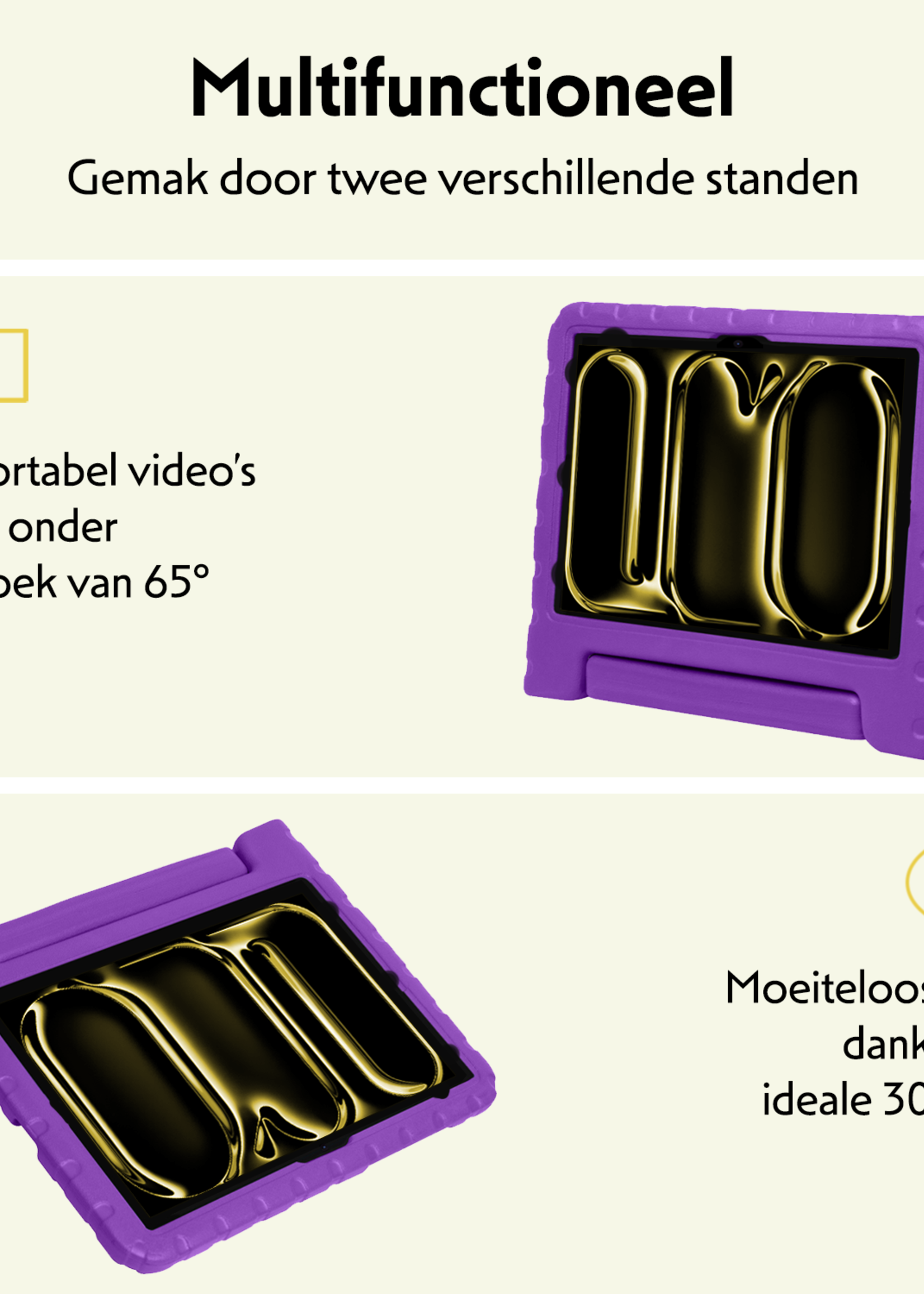 LUQ iPad Pro 12,9 inch 2018 Hoes Kinder Hoesje Kids Case Cover Kids Proof Met Screenprotector - iPad Pro 12,9 inch 2018 Kinder Hoes - Paars