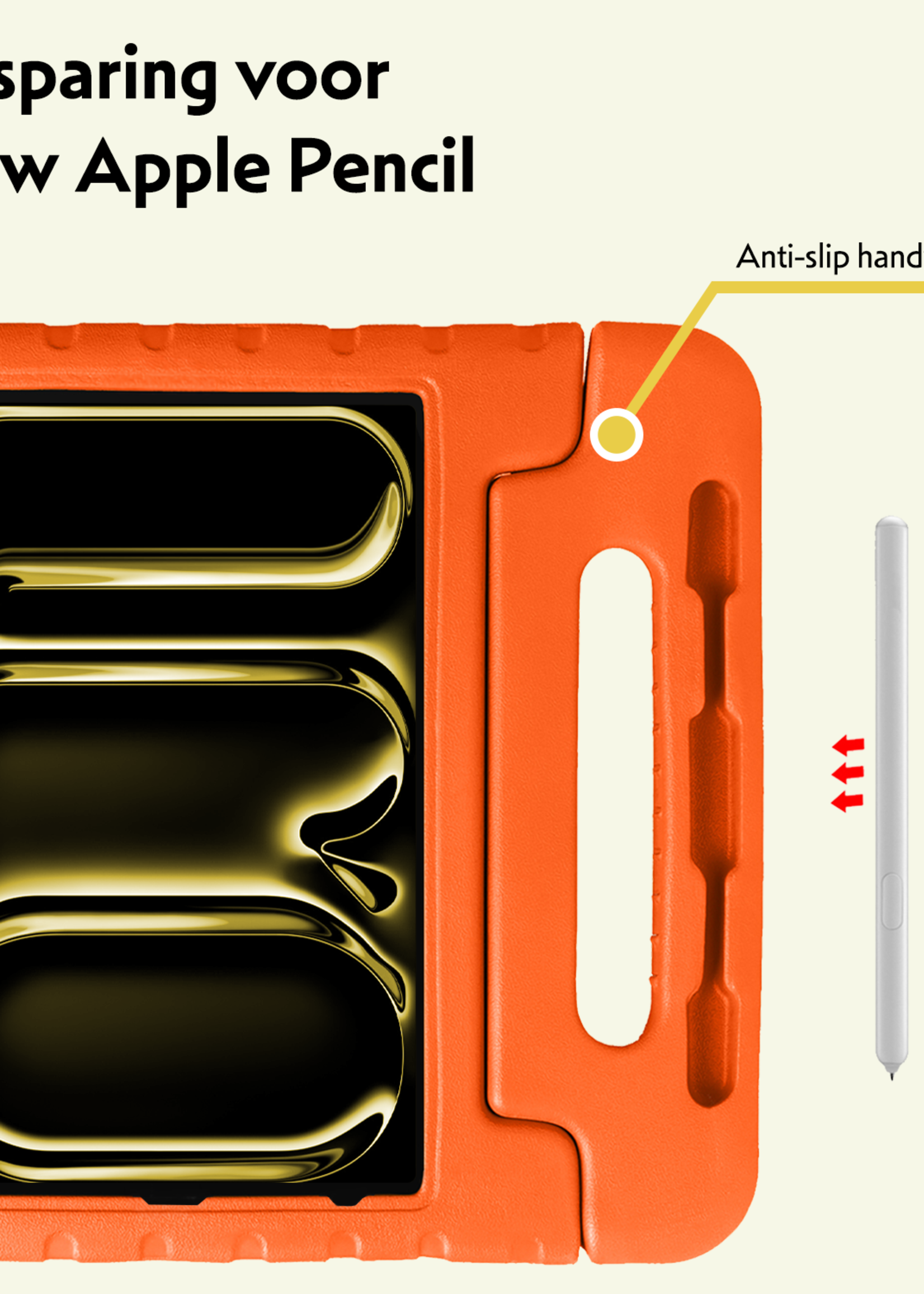 LUQ iPad Pro 12,9 inch 2018 Hoes Kinder Hoesje Kids Case Cover Kids Proof Met 2x Screenprotector - iPad Pro 12,9 inch 2018 Kinder Hoes - Oranje