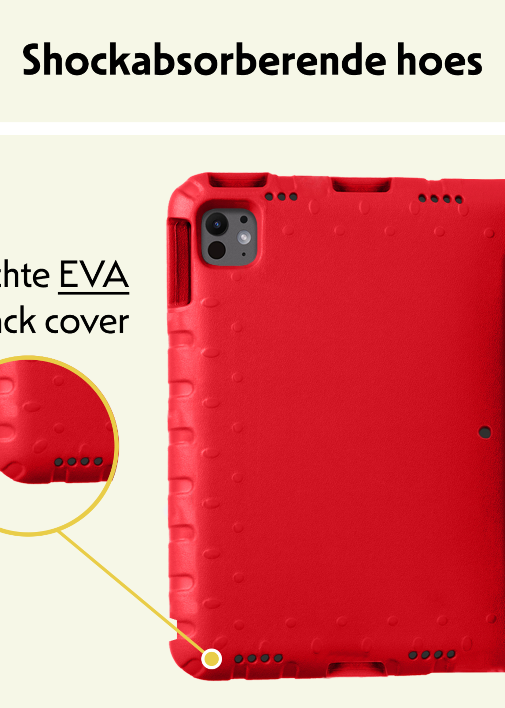 LUQ iPad Pro 12,9 inch 2018 Hoes Kinder Hoesje Kids Case Cover Kids Proof Met 2x Screenprotector - iPad Pro 12,9 inch 2018 Kinder Hoes - Rood