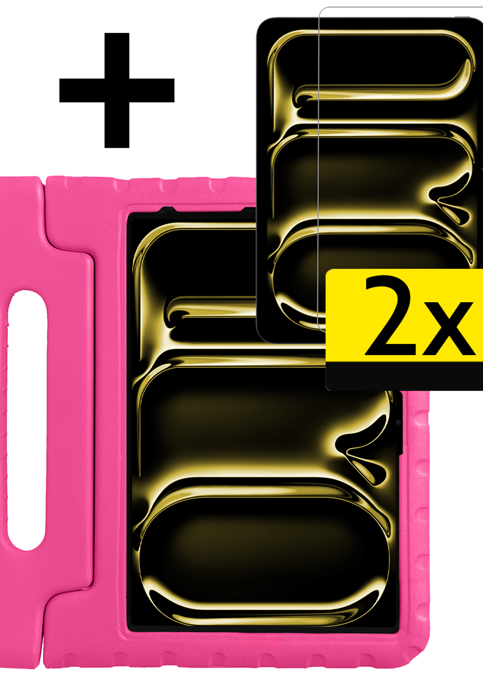 LUQ iPad Pro 12,9 inch 2018 Hoes Kinder Hoesje Kids Case Cover Kids Proof Met 2x Screenprotector - iPad Pro 12,9 inch 2018 Kinder Hoes - Roze