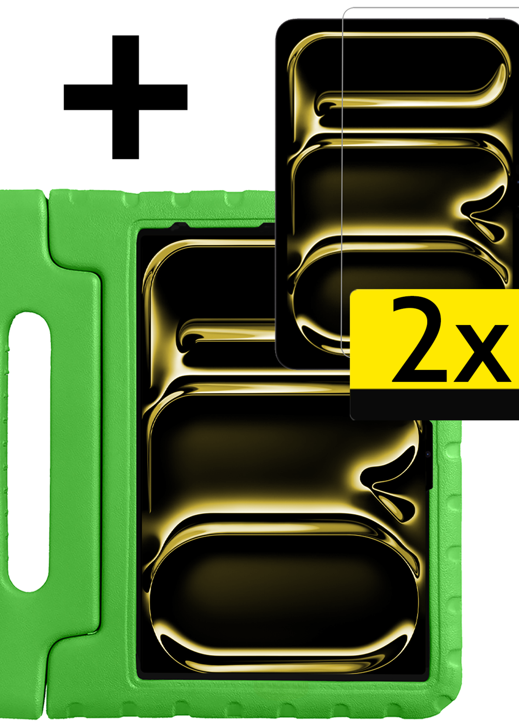 LUQ iPad Pro 12,9 inch 2020 Hoes Kinder Hoesje Kids Case Cover Kids Proof Met 2x Screenprotector - iPad Pro 12,9 inch 2020 Kinder Hoes - Groen