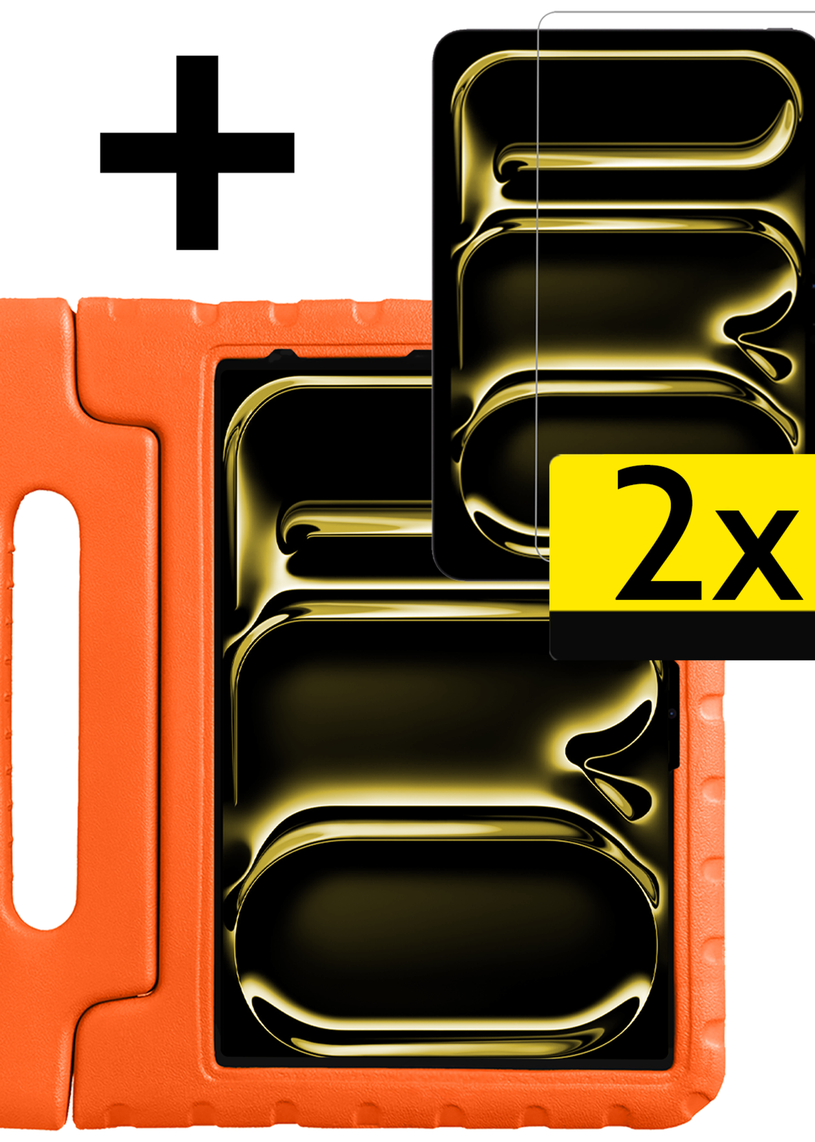 LUQ iPad Pro 12,9 inch 2020 Hoes Kinder Hoesje Kids Case Cover Kids Proof Met 2x Screenprotector - iPad Pro 12,9 inch 2020 Kinder Hoes - Oranje