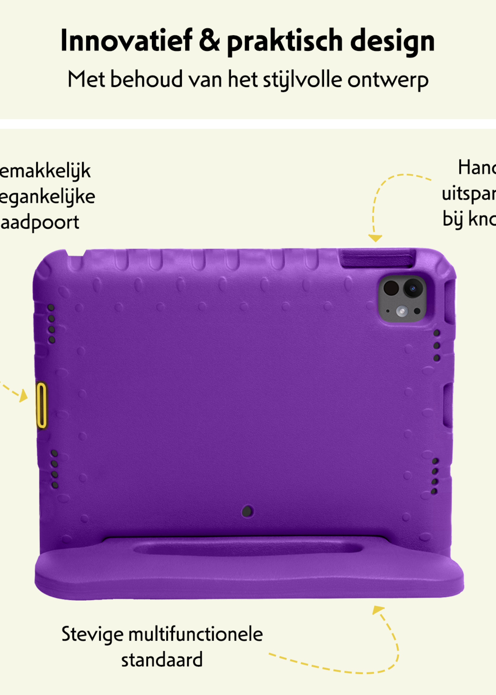 LUQ iPad Pro 12,9 inch 2021 Hoes Kinder Hoesje Kids Case Cover Kids Proof - iPad Pro 12,9 inch 2021 Kinder Hoes - Paars