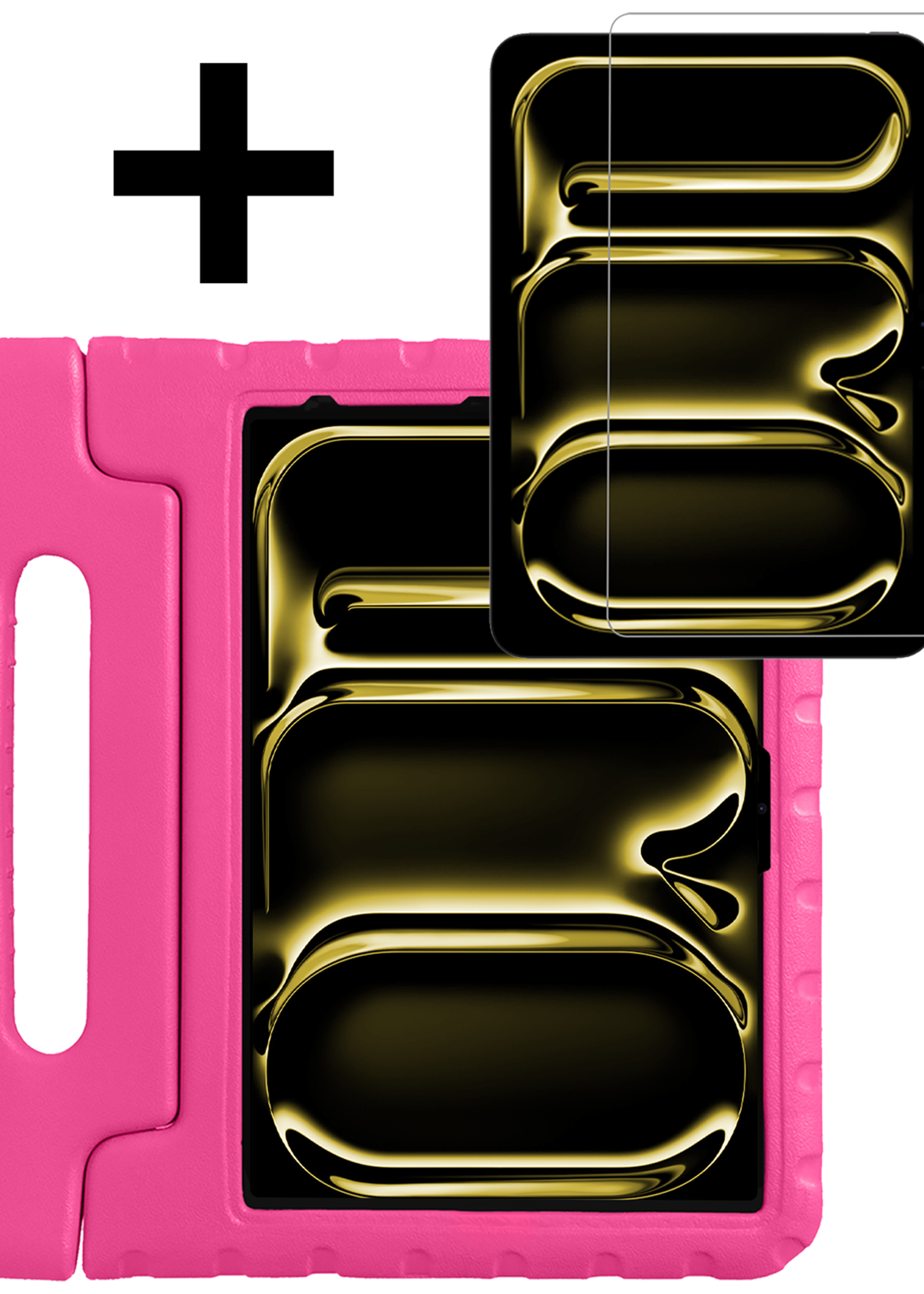 LUQ iPad Pro 12,9 inch 2021 Hoes Kinder Hoesje Kids Case Cover Kids Proof Met Screenprotector - iPad Pro 12,9 inch 2021 Kinder Hoes - Roze