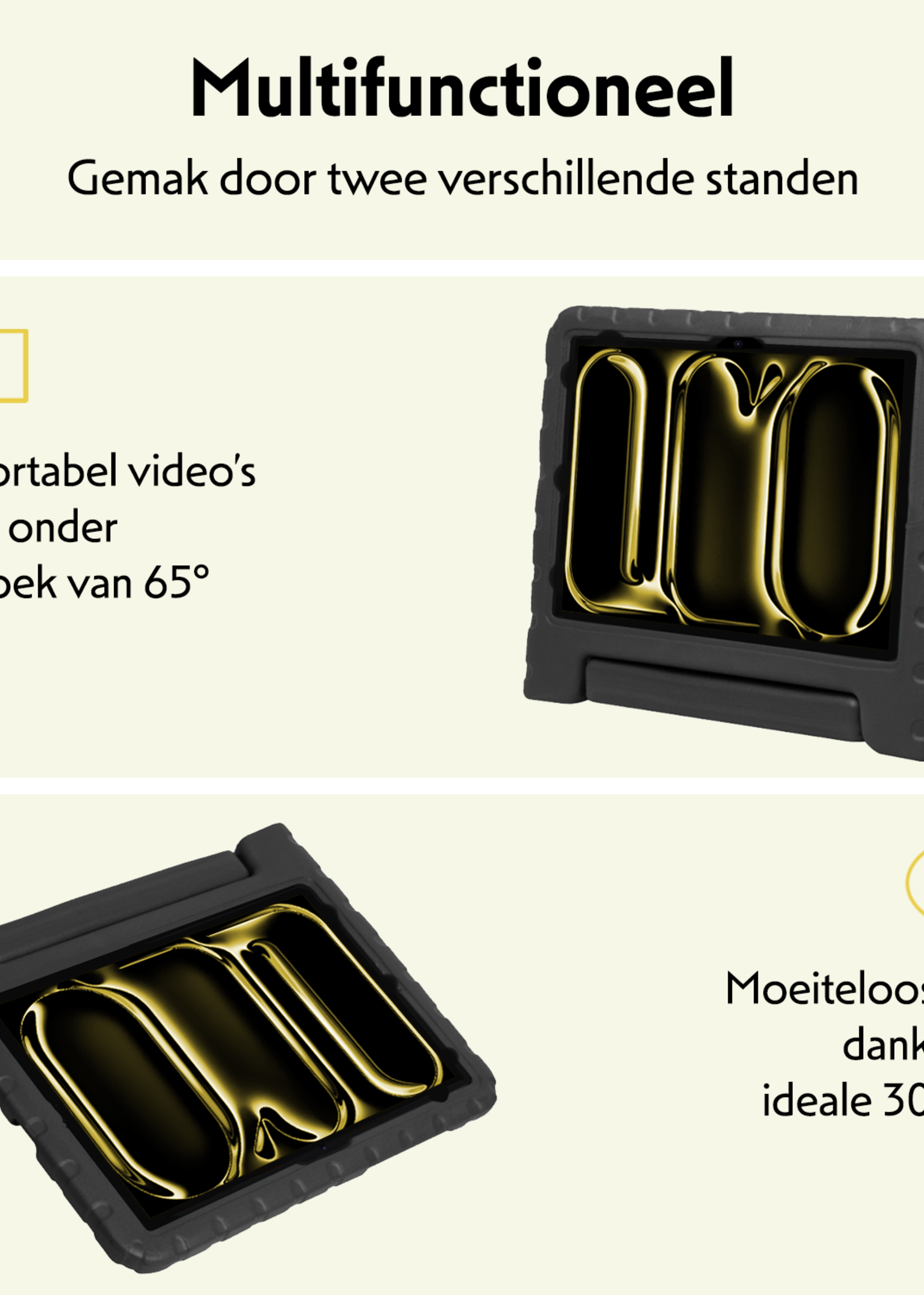 LUQ iPad Pro 12,9 inch 2021 Hoes Kinder Hoesje Kids Case Cover Kids Proof Met 2x Screenprotector - iPad Pro 12,9 inch 2021 Kinder Hoes - Zwart