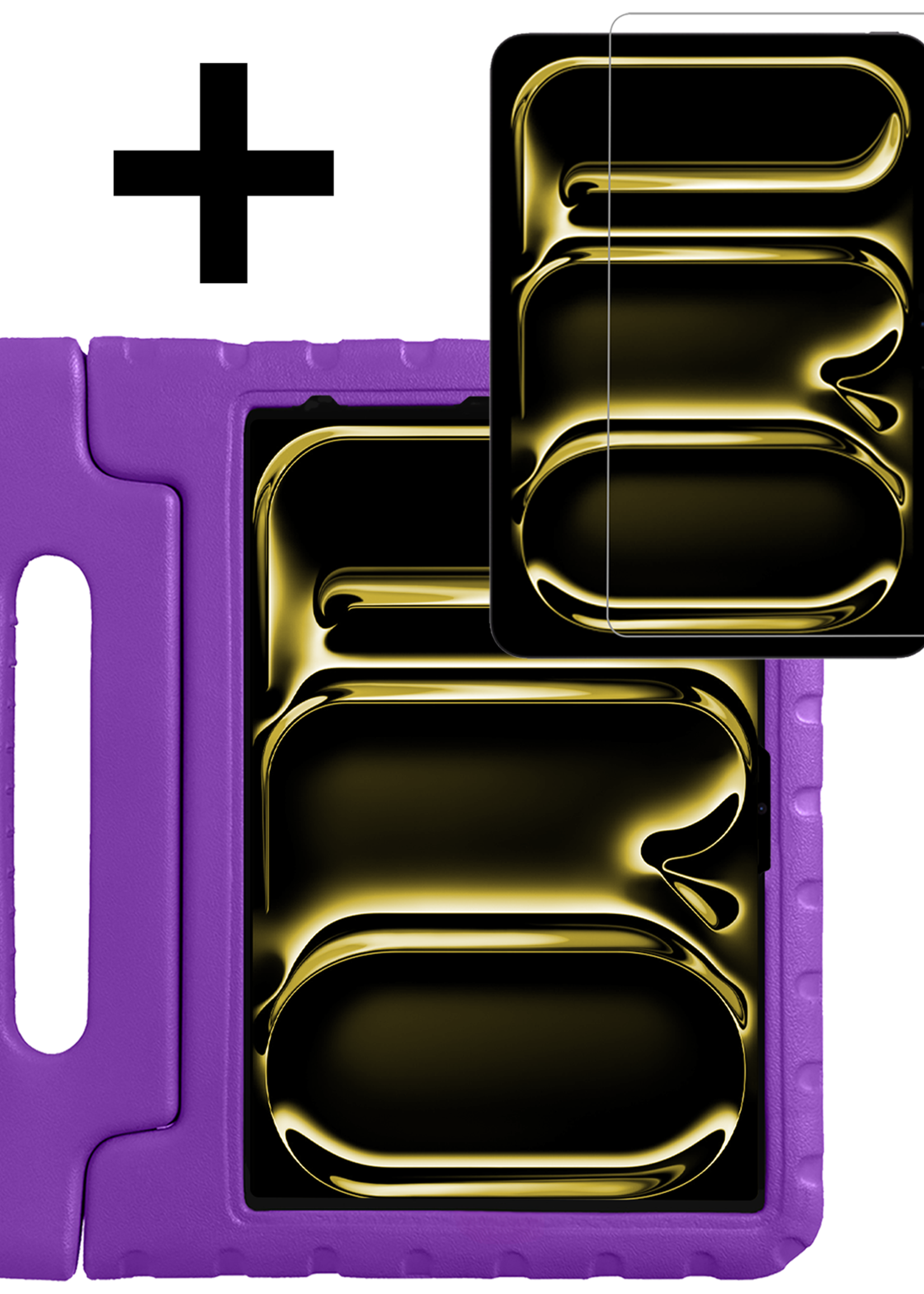 LUQ iPad Pro 12,9 inch 2022 Hoes Kinder Hoesje Kids Case Cover Kids Proof Met Screenprotector - iPad Pro 12,9 inch 2022 Kinder Hoes - Paars