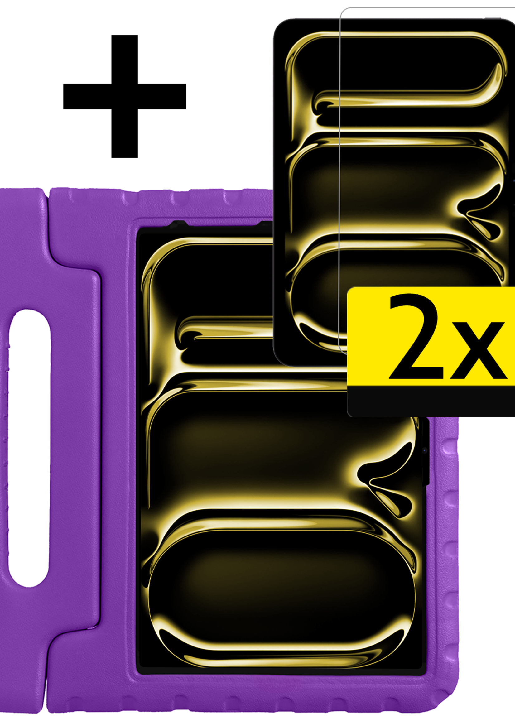 LUQ iPad Pro 12,9 inch 2022 Hoes Kinder Hoesje Kids Case Cover Kids Proof Met 2x Screenprotector - iPad Pro 12,9 inch 2022 Kinder Hoes - Paars