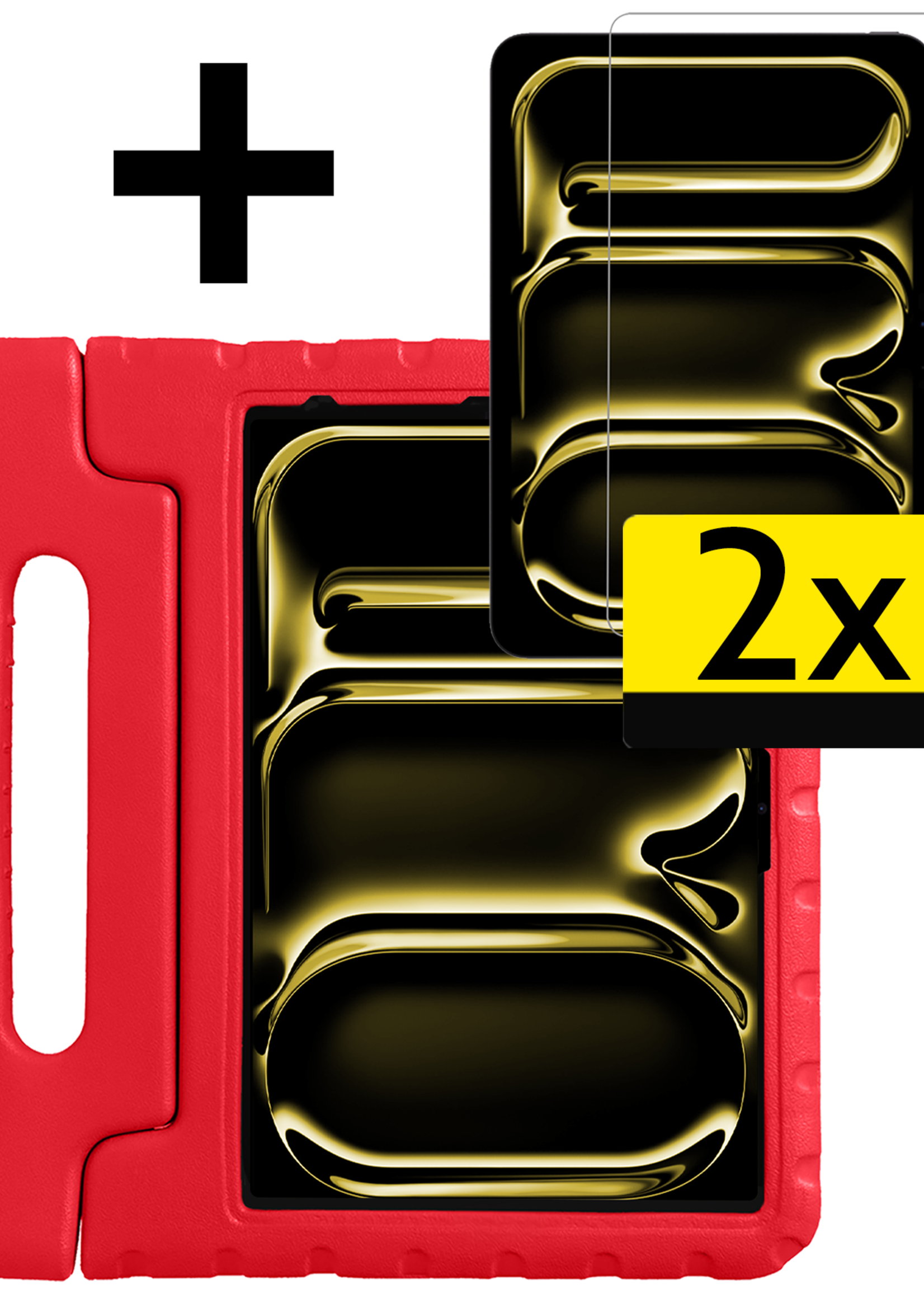 LUQ iPad Pro 12,9 inch 2022 Hoes Kinder Hoesje Kids Case Cover Kids Proof Met 2x Screenprotector - iPad Pro 12,9 inch 2022 Kinder Hoes - Rood