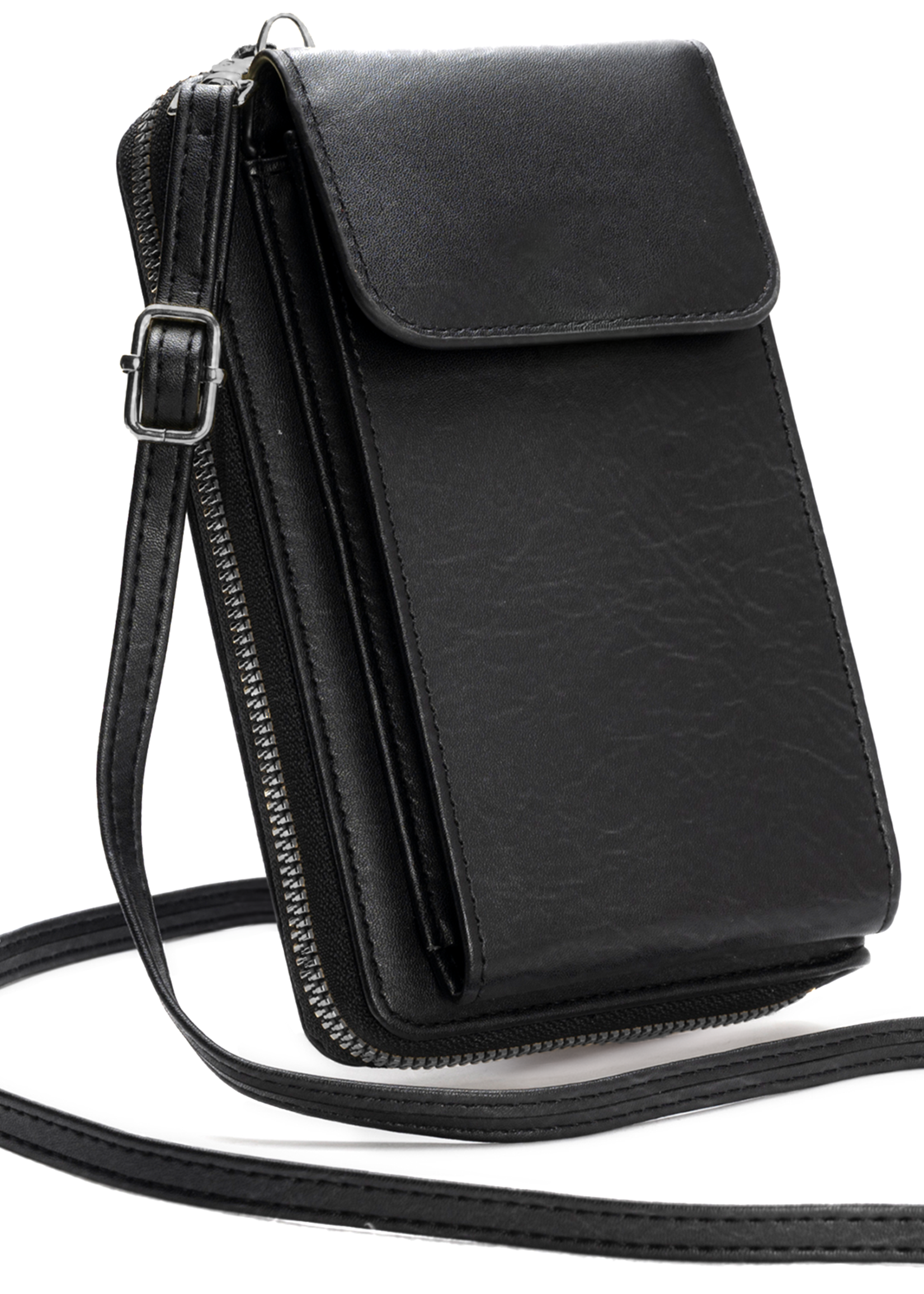 LUQ Crossbodytassen Dames Telefoontasjes - Kunstlederen Telefoontasje Dames Crossbody Schoudertas - Zwart