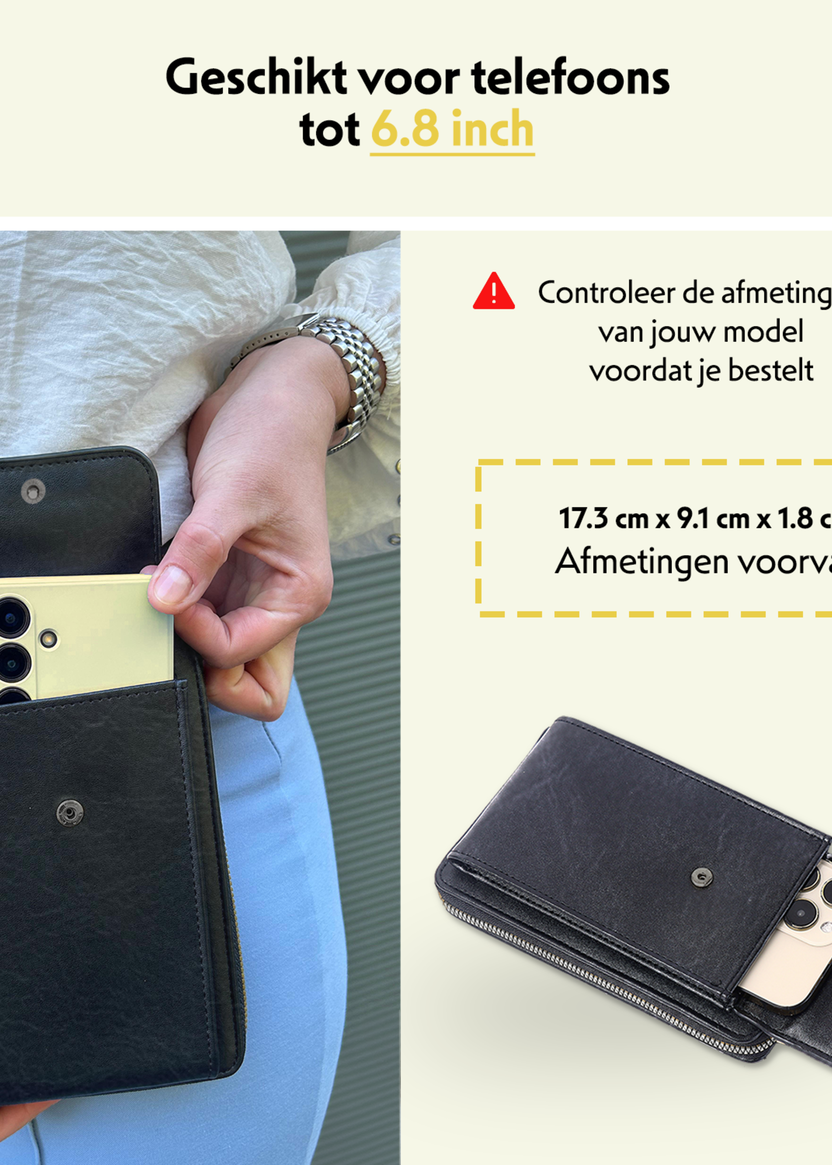 LUQ Crossbodytassen Dames Telefoontasjes - Kunstlederen Telefoontasje Dames Crossbody Schoudertas - Zwart