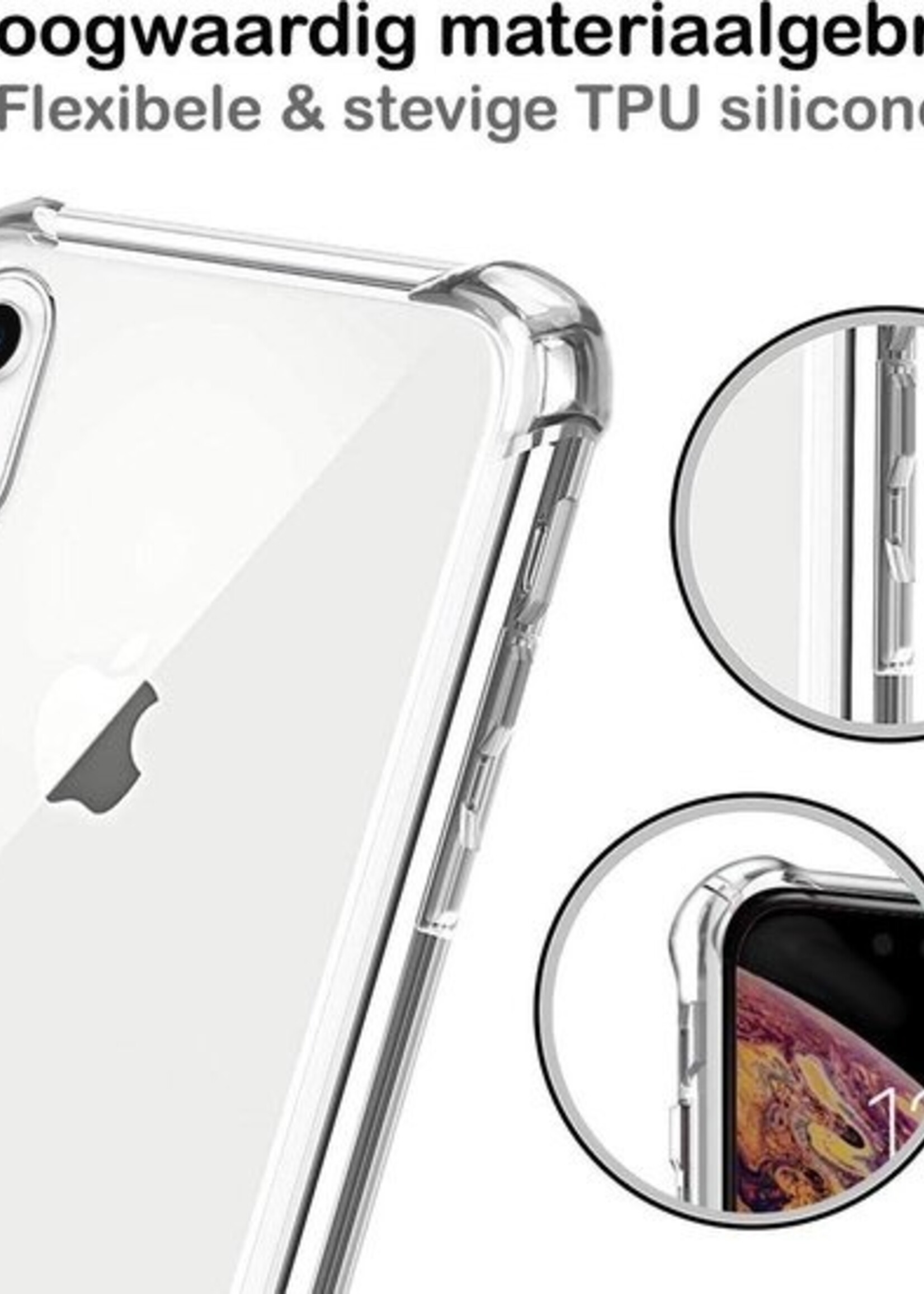 LUQ LUQ iPhone XR Hoesje Shockproof Siliconen Hoes Met Screenprotector - Transparant