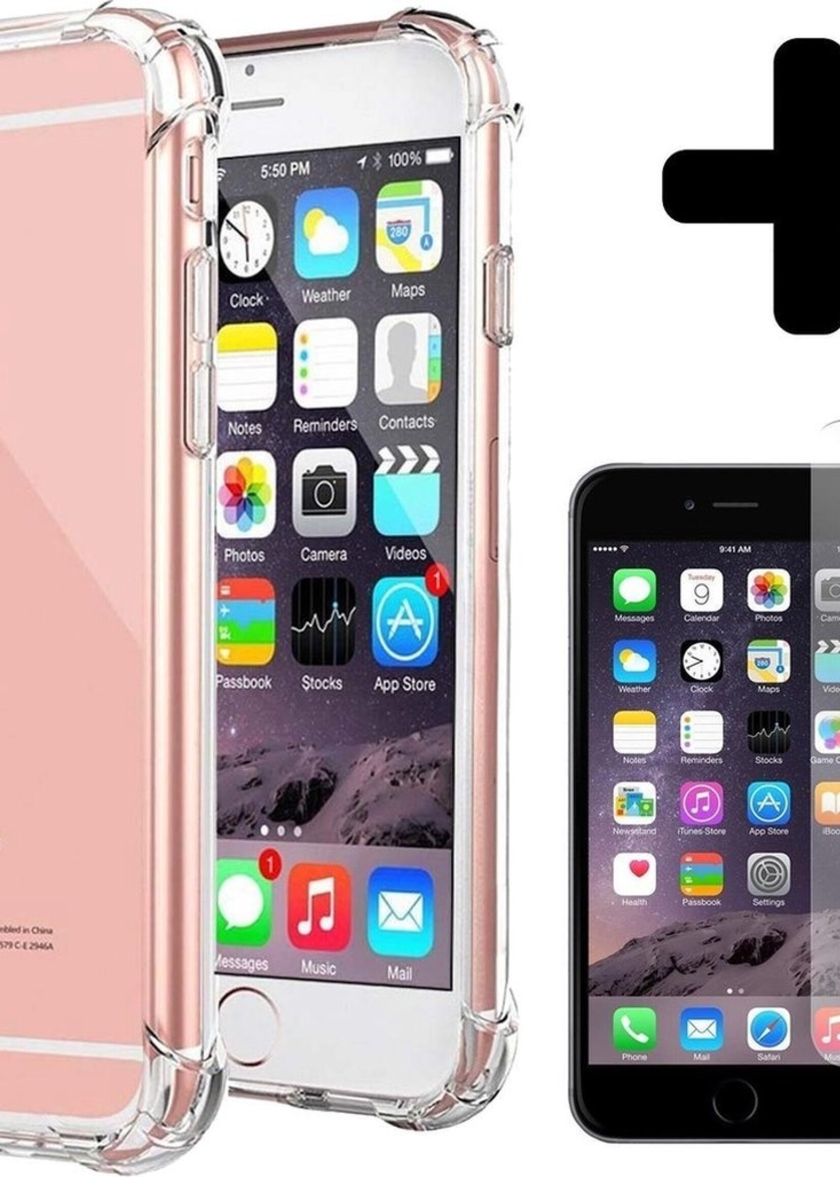 LUQ LUQ iPhone 6/6s Hoesje Shockproof Siliconen Hoes Met Screenprotector - Transparant