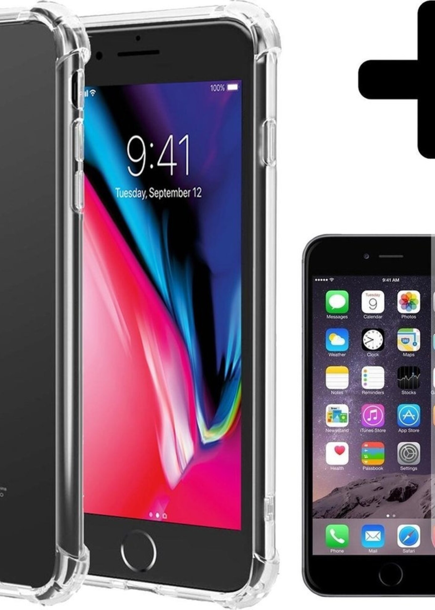 LUQ LUQ iPhone 7/8/SE 2020/2022 Hoesje Shockproof Siliconen Hoes Met Screenprotector - Transparant