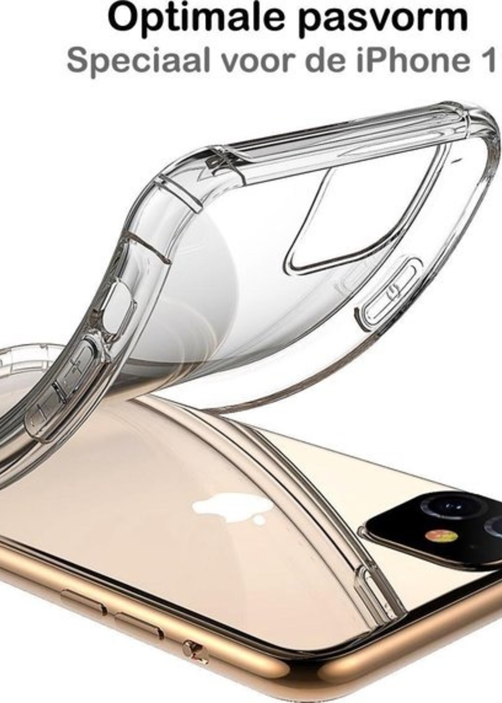 LUQ LUQ iPhone 11 Hoesje Shockproof Siliconen Hoes - Transparant - 2 PACK