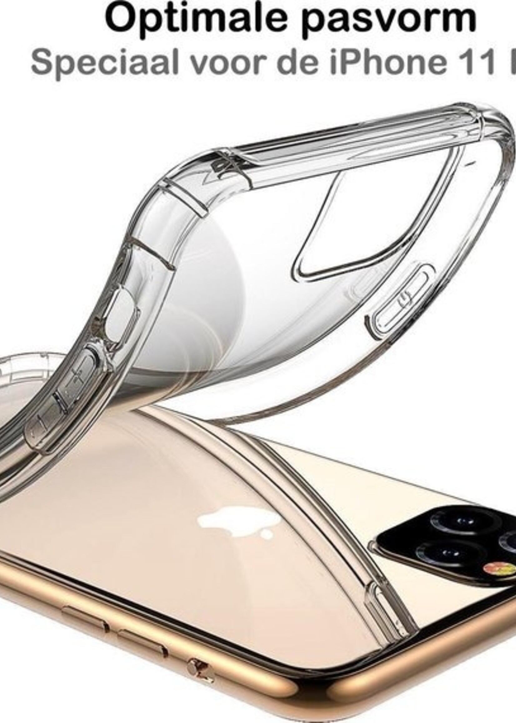 LUQ LUQ iPhone 11 Pro Hoesje Shockproof Siliconen Hoes - Transparant - 2 PACK