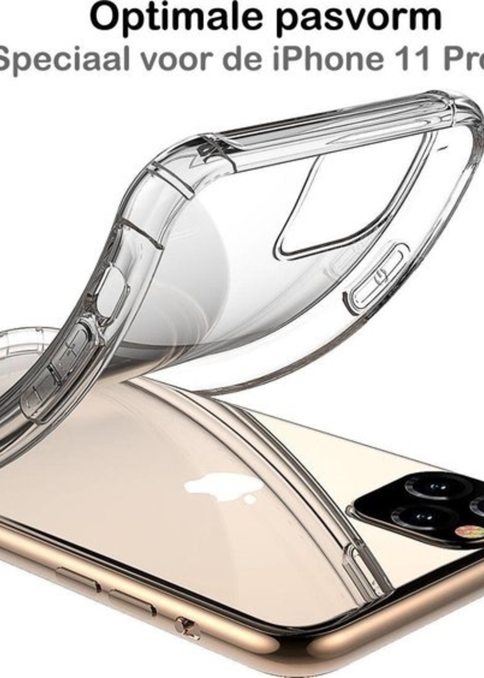 LUQ LUQ iPhone 11 Pro Max Hoesje Shockproof Siliconen Hoes - Transparant - 2 PACK