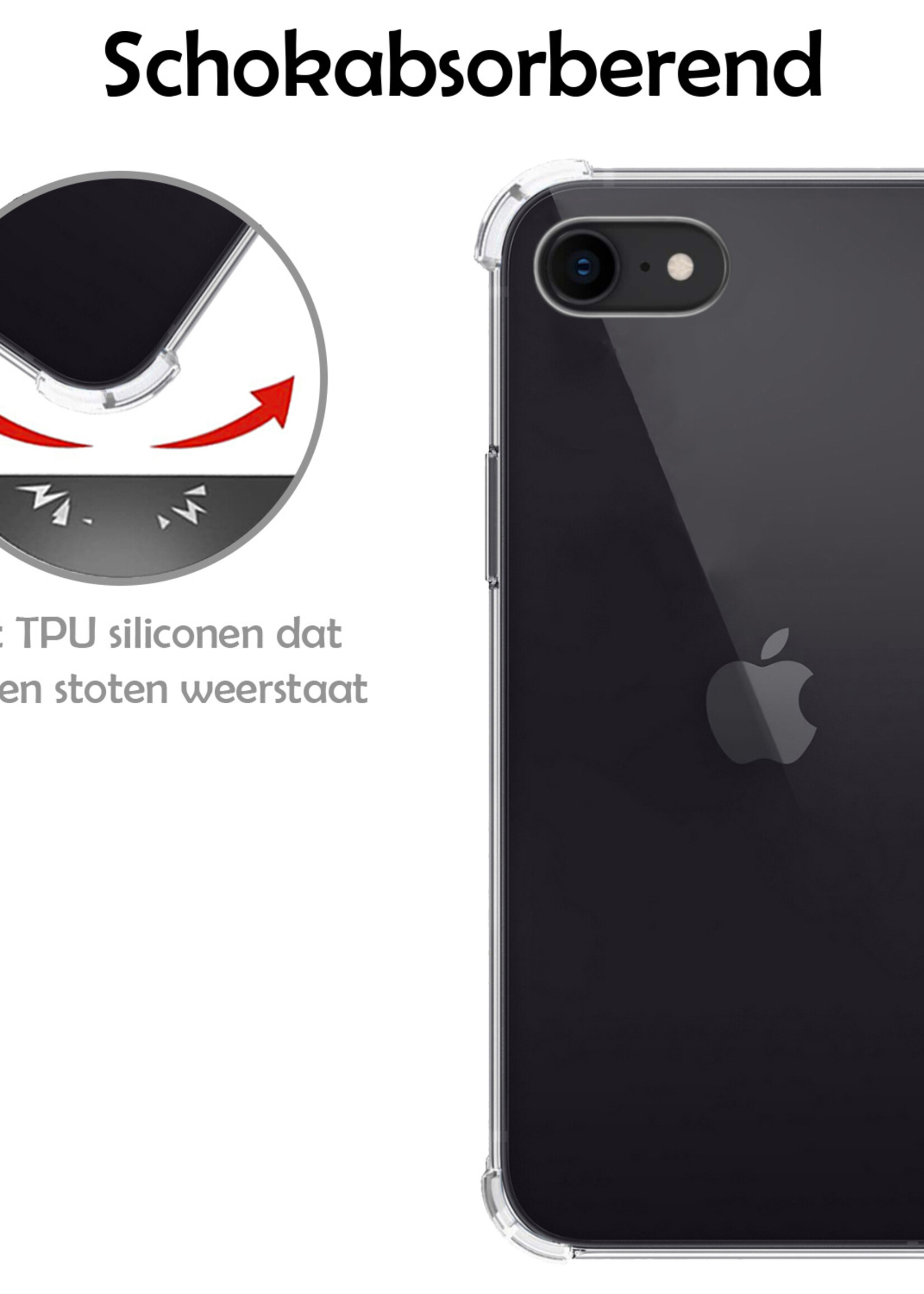 LUQ LUQ iPhone 7/8/SE 2020/2022 Hoesje Shockproof Siliconen Hoes - Transparant