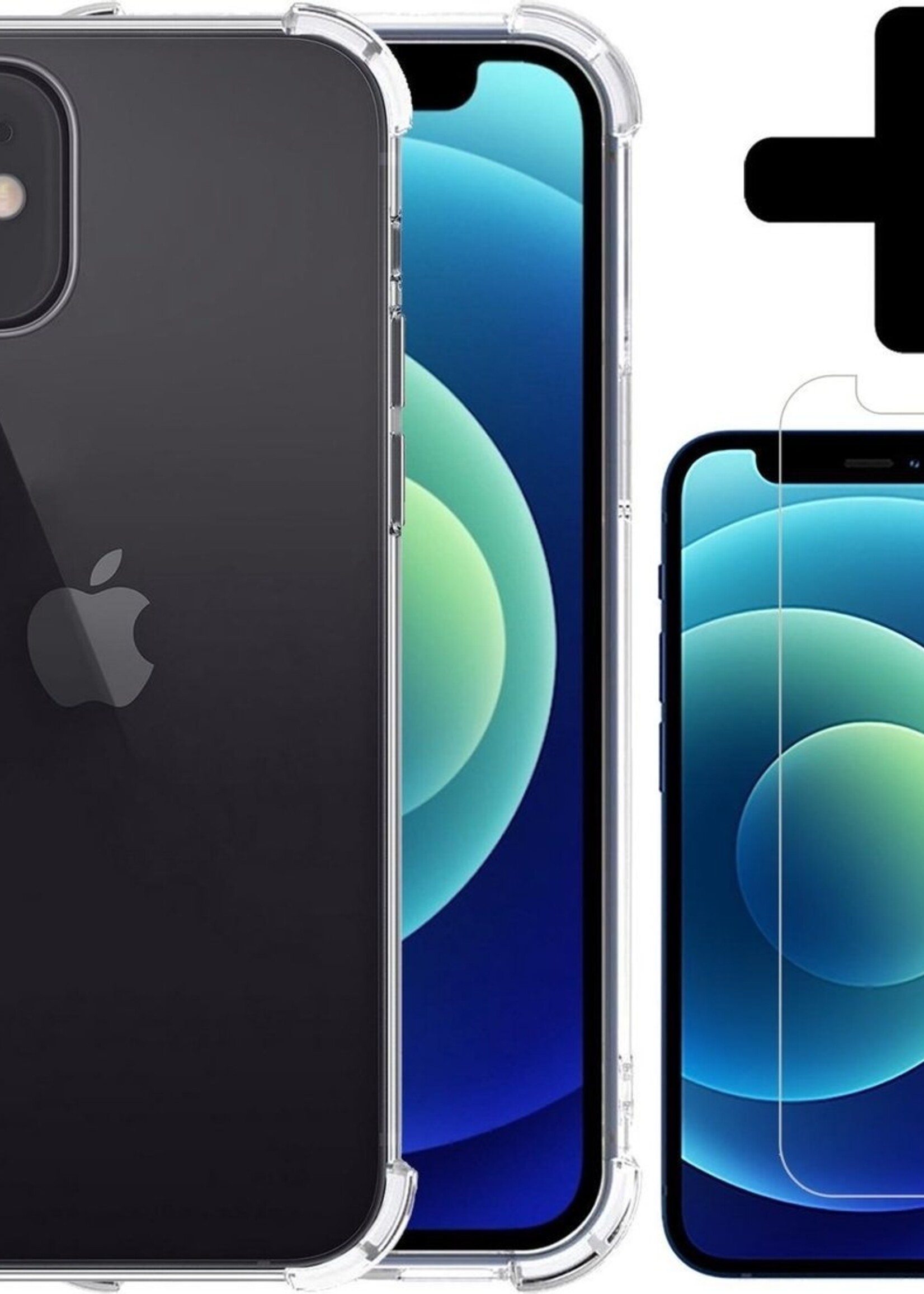 LUQ LUQ iPhone 12 Mini Hoesje Shockproof Siliconen Hoes Met Screenprotector