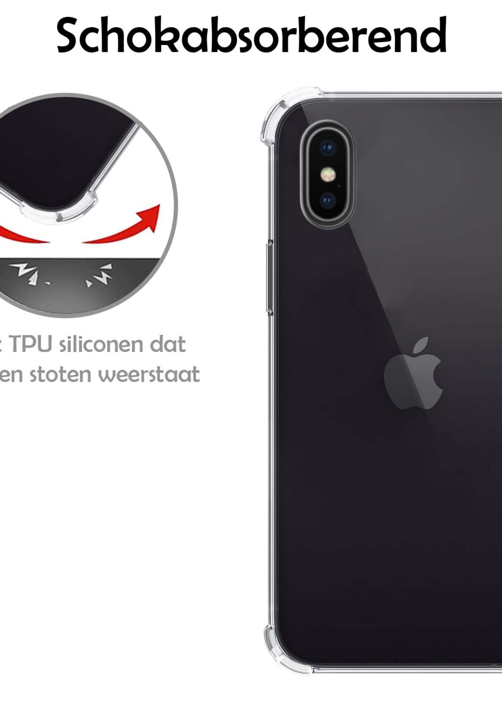 LUQ LUQ iPhone X/Xs Hoesje Shockproof Siliconen Hoes - Transparant