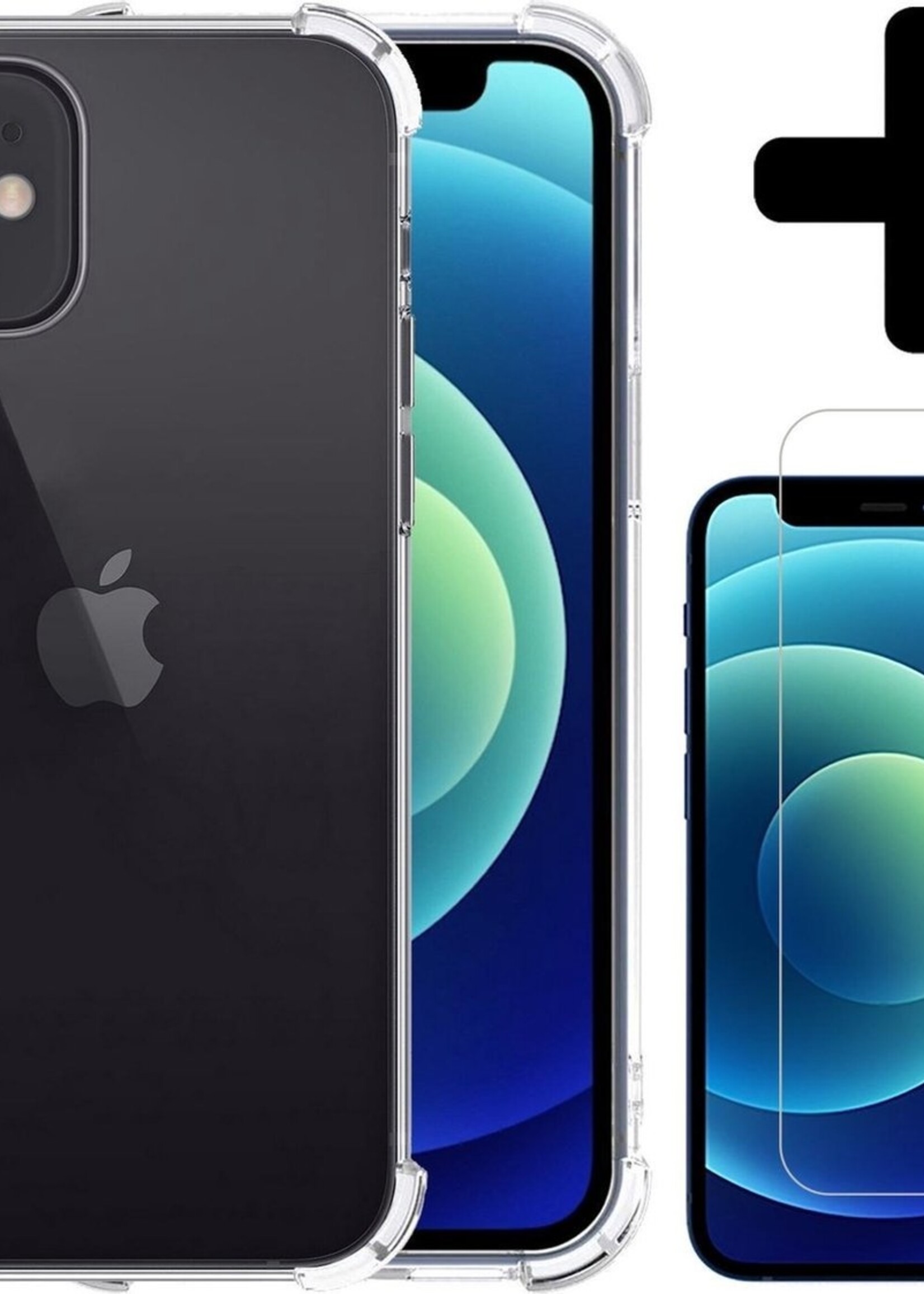 LUQ LUQ iPhone 12 Mini Hoesje Shockproof Siliconen Hoes Met Screenprotector Met Dichte Notch