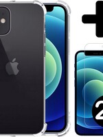 LUQ LUQ iPhone 12 Mini Hoesje Shockproof Met 2x Screenprotector Met Dichte Notch