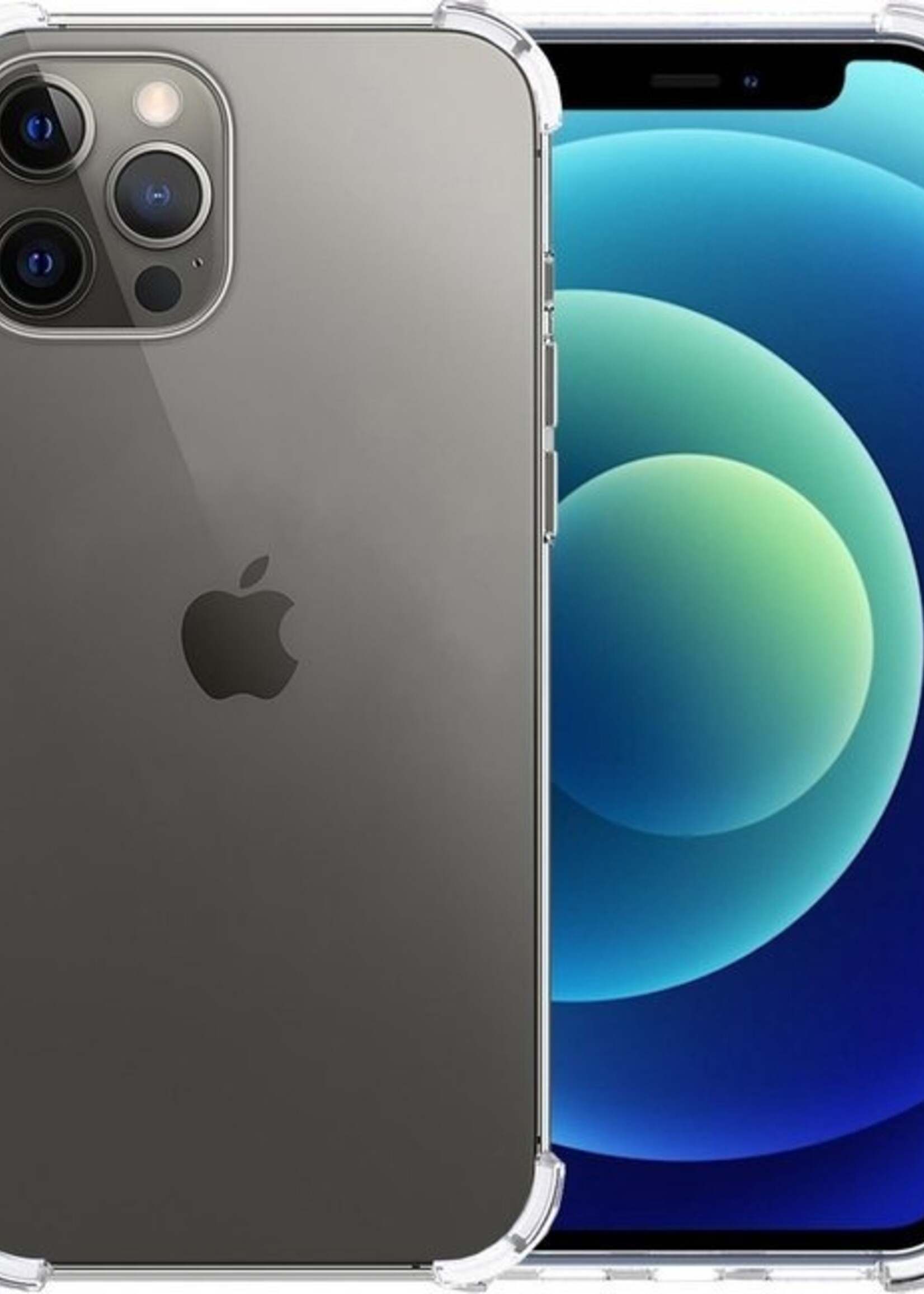 LUQ LUQ iPhone 12 Pro Hoesje Shockproof Siliconen Hoes Met 2x Screenprotector Met Dichte Notch