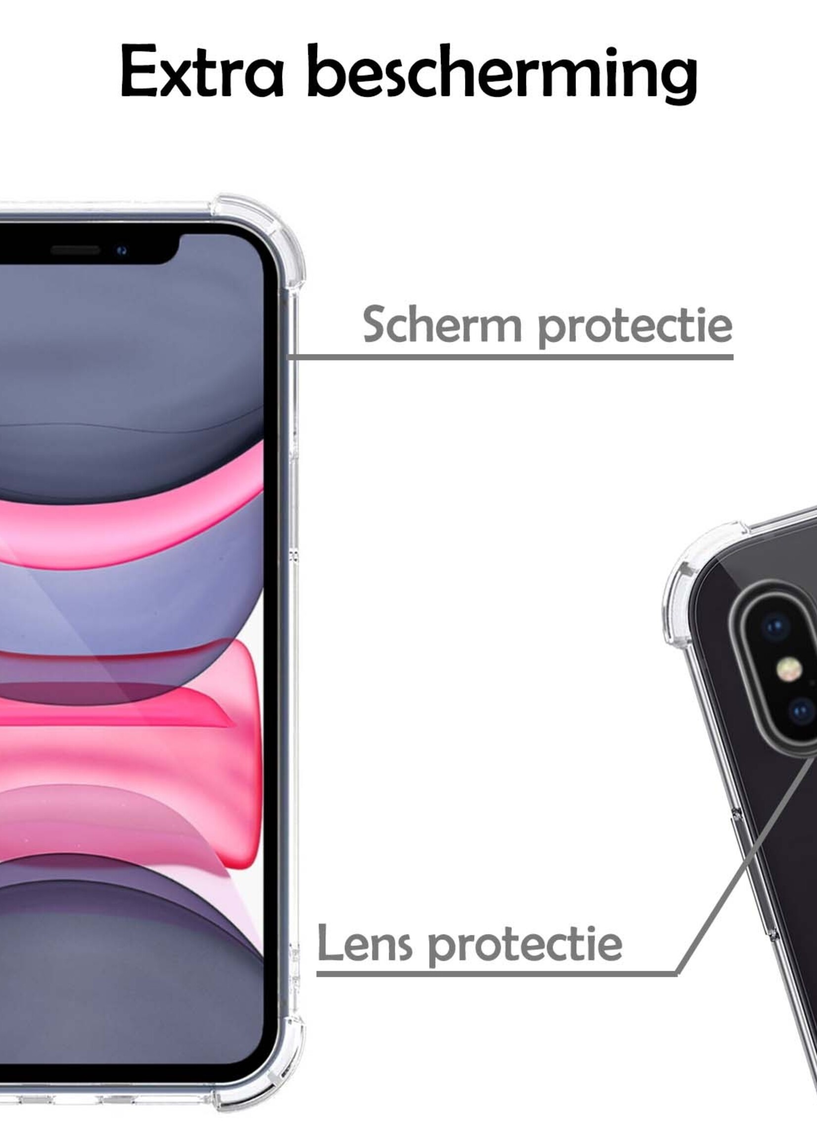 LUQ LUQ iPhone Xs Max Hoesje Shockproof Siliconen Hoes - Transparant