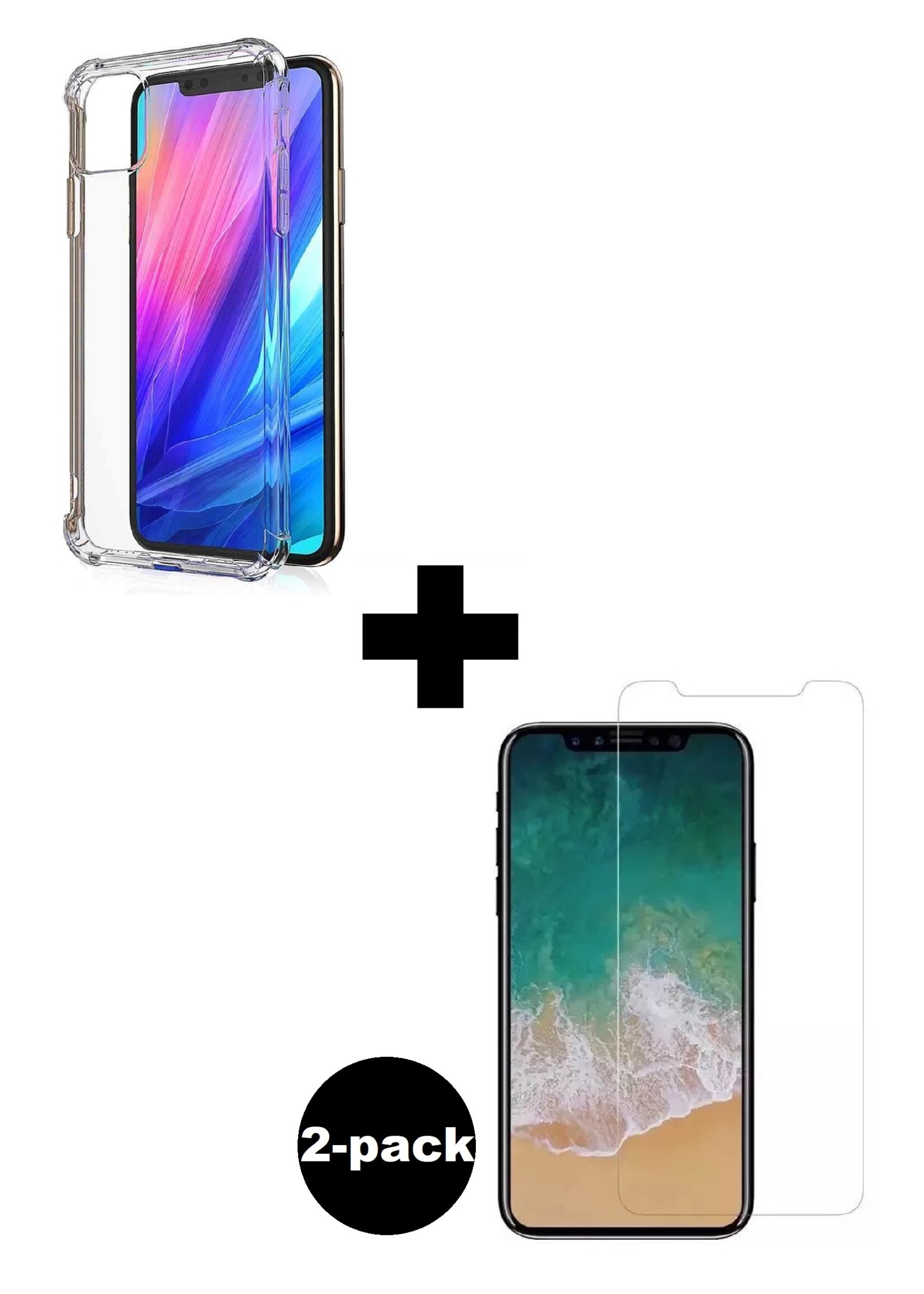 LUQ LUQ iPhone 11 Hoesje Shockproof Siliconen Hoes Met 2x Screenprotector