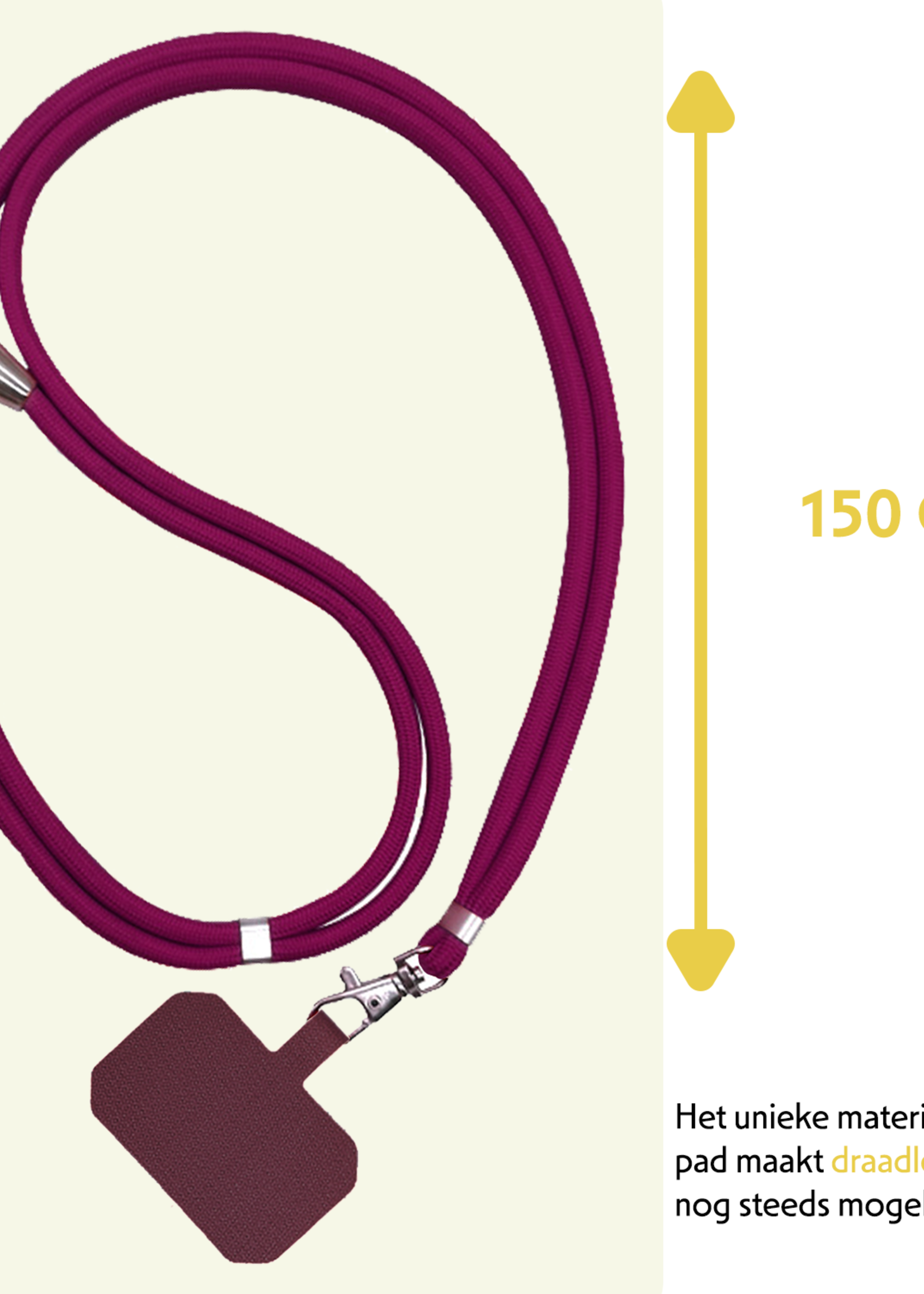 LUQ Telefoonkoord Universeel Telefoon Koord Telefoonketting Verstelbaar Telefoonkoorden 150 cm - Donkerrood