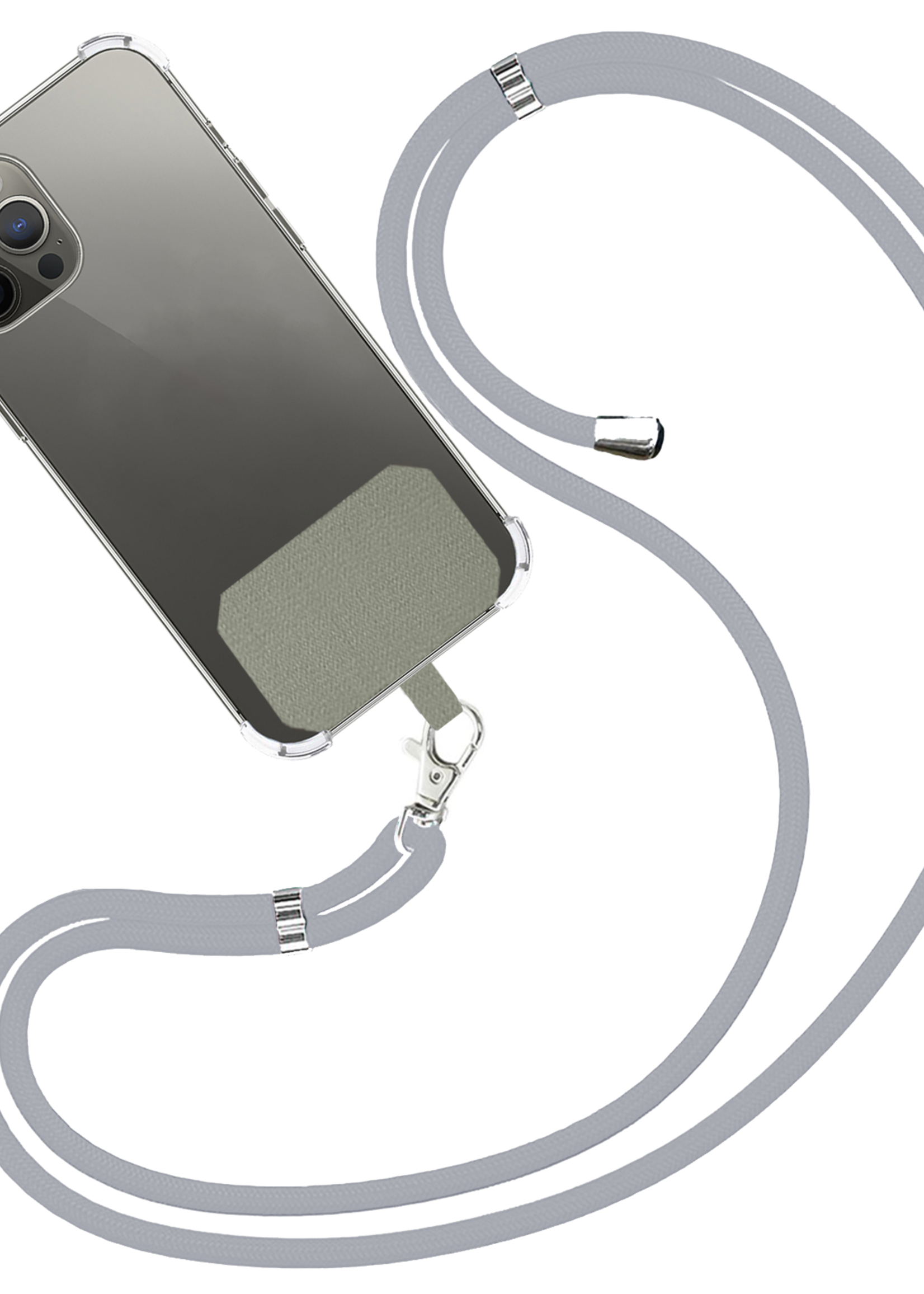 LUQ Telefoonkoord Universeel Telefoon Koord Telefoonketting Verstelbaar Telefoonkoorden 150 cm - Lichtgrijs