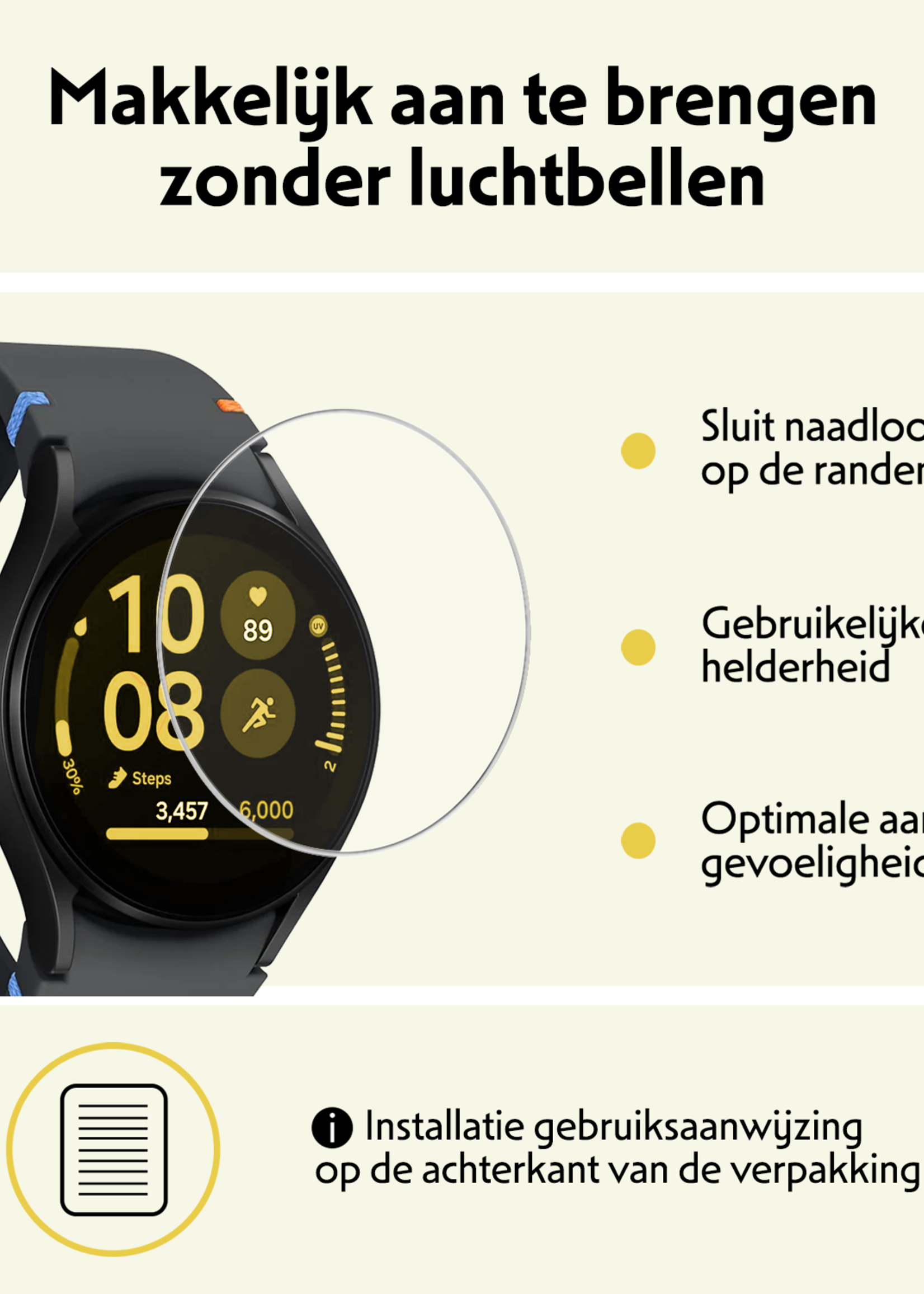 LUQ Screenprotector Geschikt voor Samsung Watch FE 40 mm Screenprotector Glas Gehard Screen Cover - Screen Protector Geschikt voor Samsung Galaxy Watch FE (40 mm) Screenprotector Tempered Glass - 3 PACK