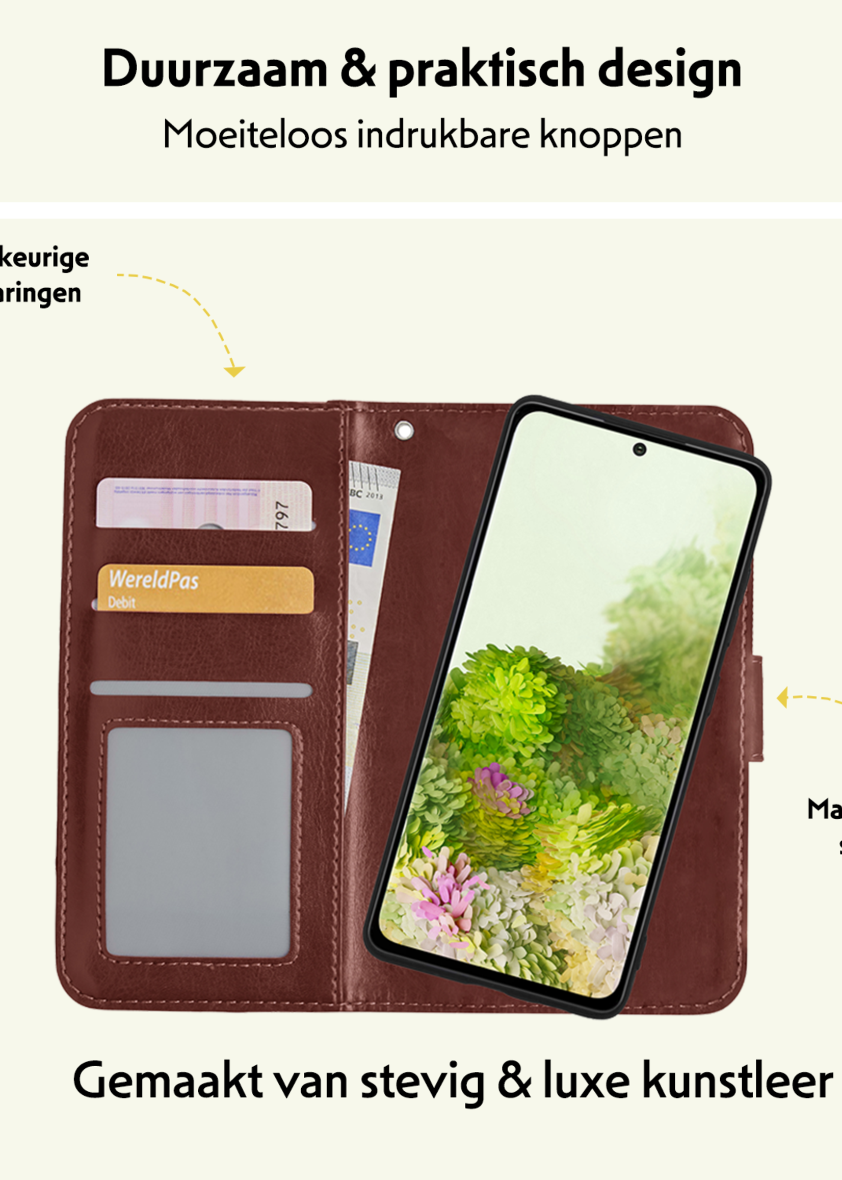 LUQ Hoesje Geschikt voor <model> Hoesje Case Uitneembare Bookcase 2-in-1 Hoes Met Screenprotector - Hoes Geschikt voor <model2> Hoes Wallet Case Met Pasjeshouder Hoesje - <color>