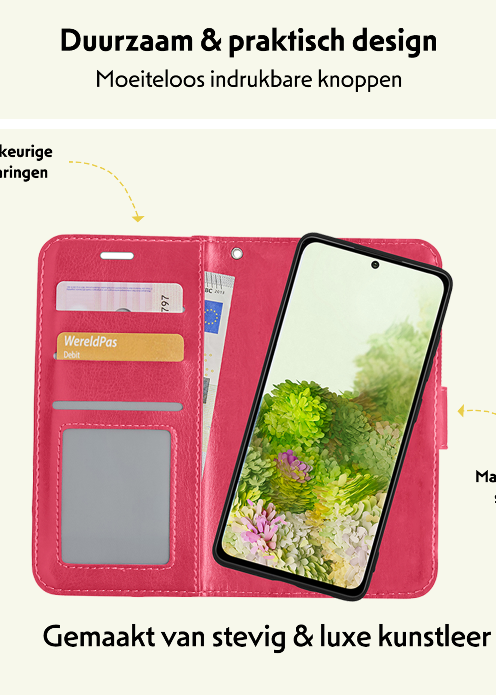 LUQ Hoesje Geschikt voor <model> Hoesje Case Uitneembare Bookcase 2-in-1 Hoes Met Screenprotector - Hoes Geschikt voor <model2> Hoes Wallet Case Met Pasjeshouder Hoesje - <color>