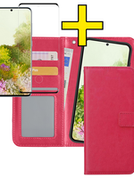 LUQ LUQ Samsung Galaxy S20 Hoesje Bookcase Uitneembaar Met Screenprotector - Donkerroze