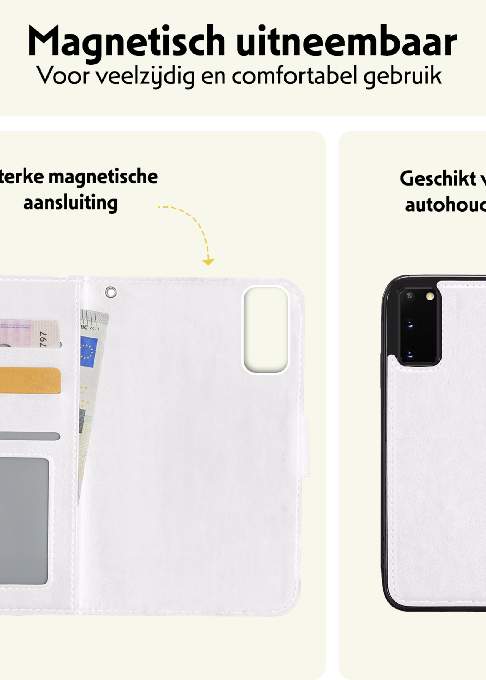 LUQ Hoesje Geschikt voor <model> Hoesje Case Uitneembare Bookcase 2-in-1 Hoes Met Screenprotector - Hoes Geschikt voor <model2> Hoes Wallet Case Met Pasjeshouder Hoesje - <color>