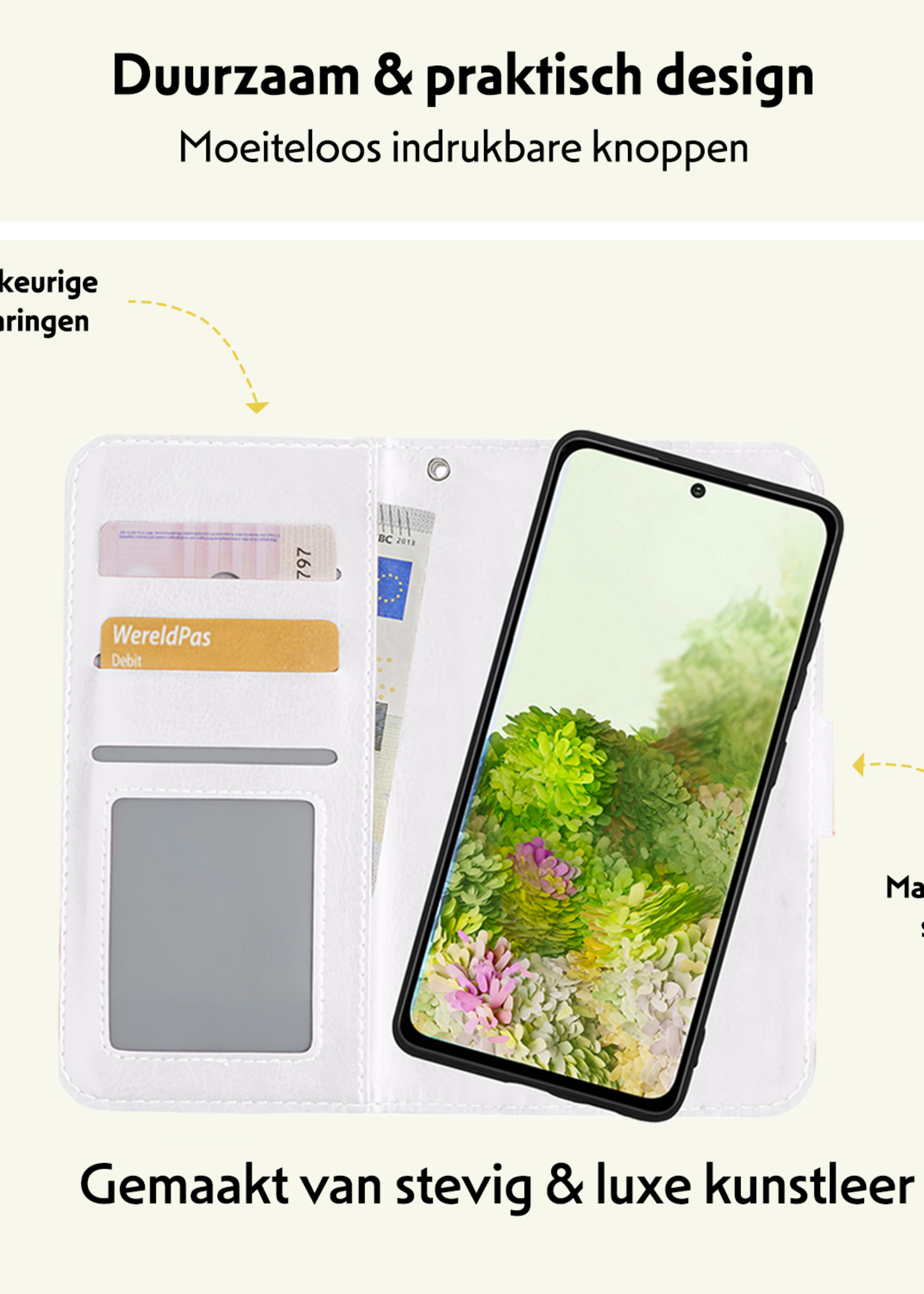 LUQ Hoesje Geschikt voor <model> Hoesje Case Uitneembare Bookcase 2-in-1 Hoes Met Screenprotector - Hoes Geschikt voor <model2> Hoes Wallet Case Met Pasjeshouder Hoesje - <color>