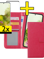 LUQ LUQ Samsung Galaxy S20 Hoesje Bookcase Uitneembaar Met 2x Screenprotector - Donkerroze