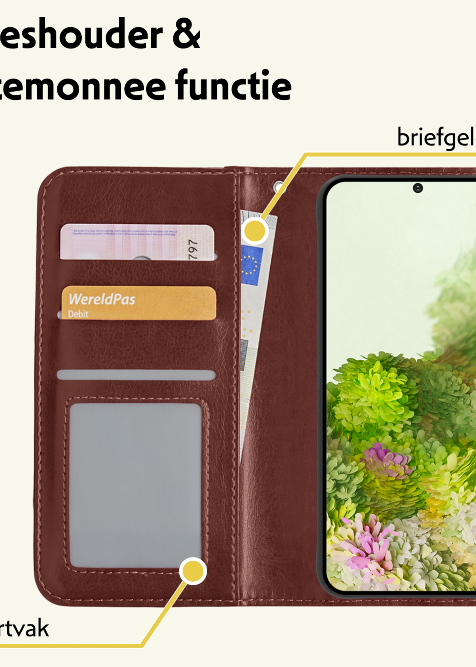 LUQ Hoesje Geschikt voor <model> Hoesje Case Uitneembare Bookcase 2-in-1 Hoes Met Screenprotector - Hoes Geschikt voor <model2> Hoes Wallet Case Met Pasjeshouder Hoesje - <color>