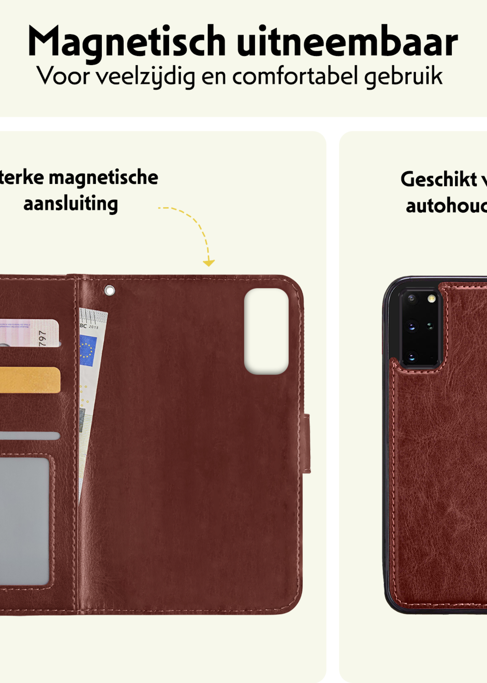 LUQ Hoesje Geschikt voor <model> Hoesje Case Uitneembare Bookcase 2-in-1 Hoes Met 2x Screenprotector - Hoes Geschikt voor <model2> Hoes Wallet Case Met Pasjeshouder Hoesje - <color>