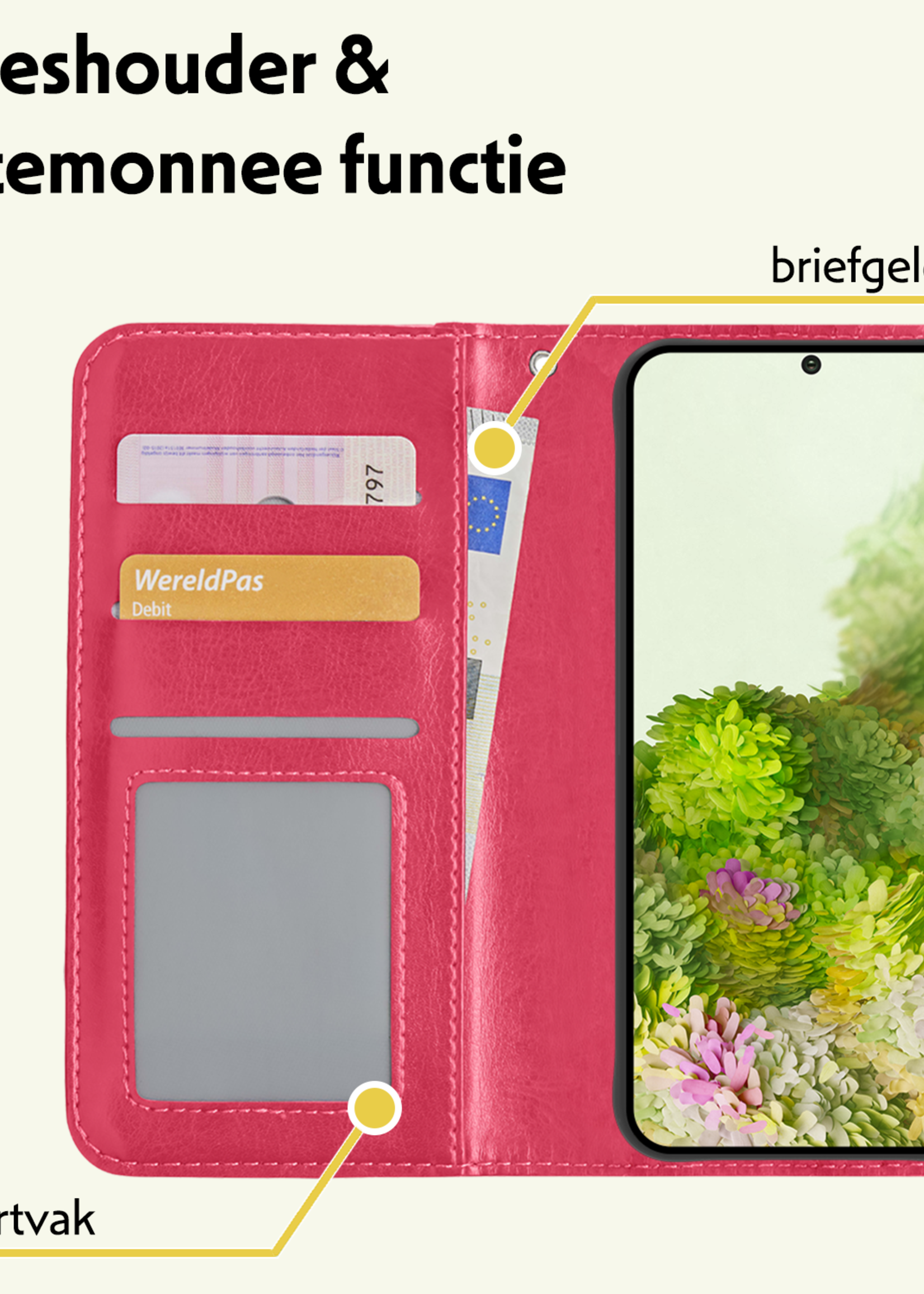 LUQ Hoesje Geschikt voor <model> Hoesje Case Uitneembare Bookcase 2-in-1 Hoes Met 2x Screenprotector - Hoes Geschikt voor <model2> Hoes Wallet Case Met Pasjeshouder Hoesje - <color>