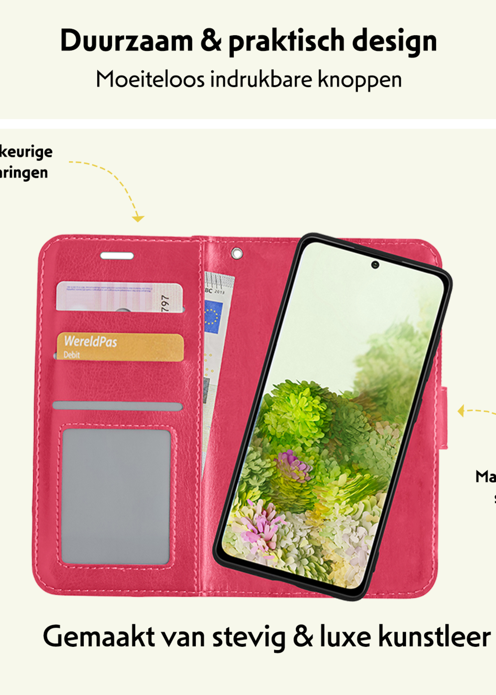 LUQ Hoesje Geschikt voor <model> Hoesje Case Uitneembare Bookcase 2-in-1 Hoes Met 2x Screenprotector - Hoes Geschikt voor <model2> Hoes Wallet Case Met Pasjeshouder Hoesje - <color>