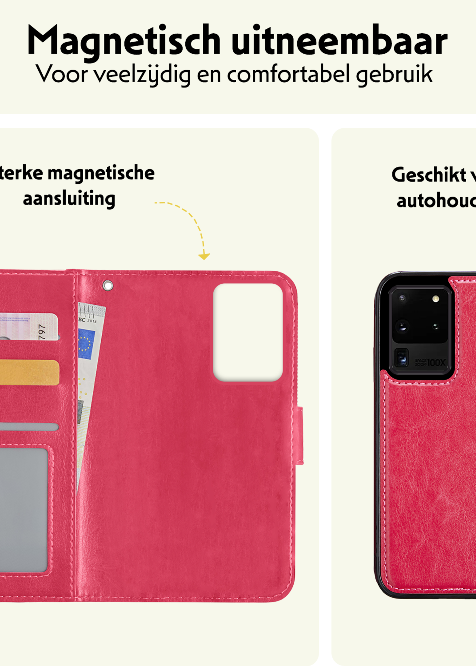 LUQ Hoesje Geschikt voor <model> Hoesje Case Uitneembare Bookcase 2-in-1 Hoes Met Screenprotector - Hoes Geschikt voor <model2> Hoes Wallet Case Met Pasjeshouder Hoesje - <color>