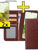 LUQ LUQ Samsung Galaxy S20 Ultra Hoesje Bookcase Uitneembaar Met 2x Screenprotector - Bruin