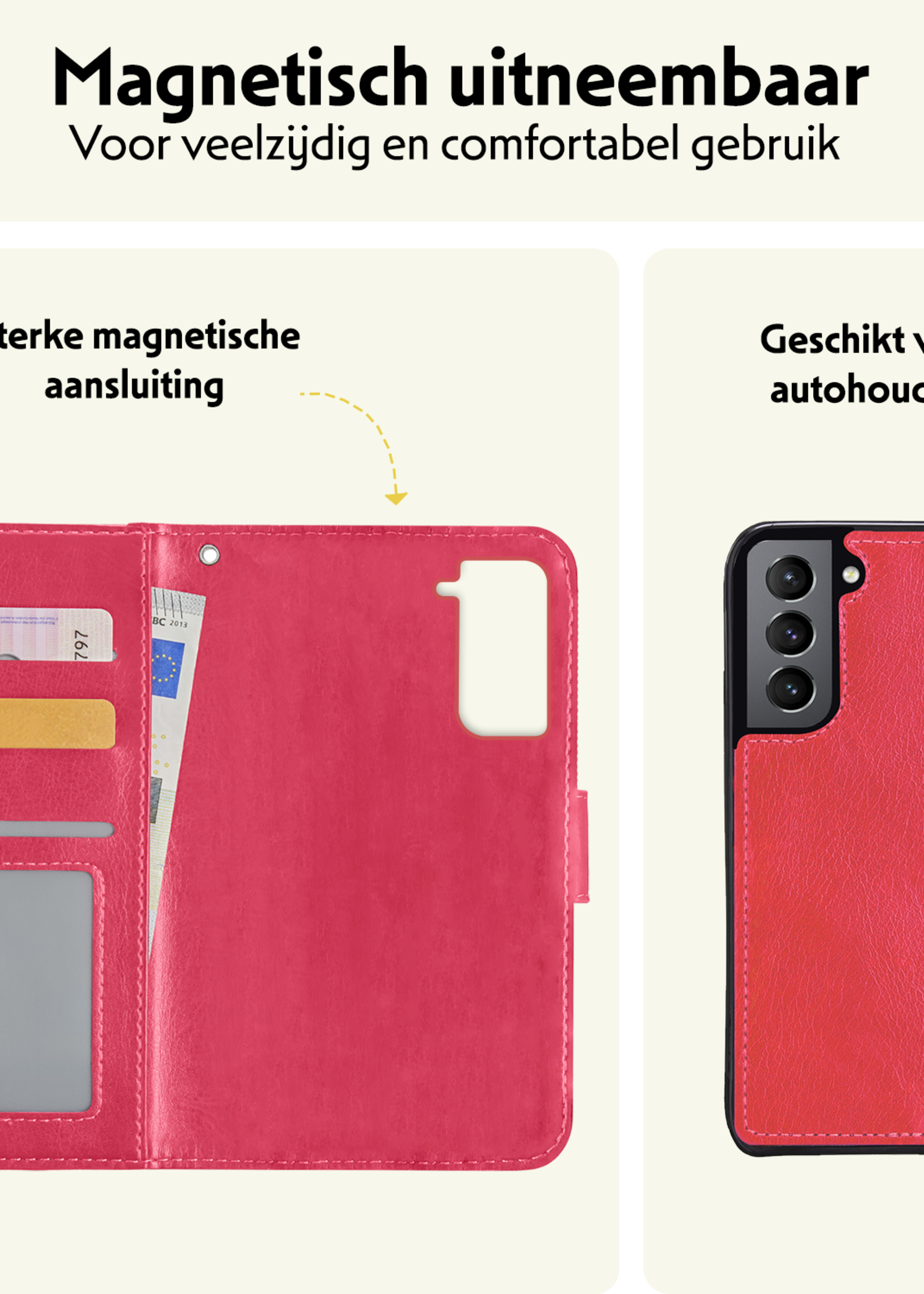 LUQ Hoesje Geschikt voor <model> Hoesje Case Uitneembare Bookcase 2-in-1 Hoes - Hoes Geschikt voor <model2> Hoes Wallet Case Met Pasjeshouder Hoesje - <color>