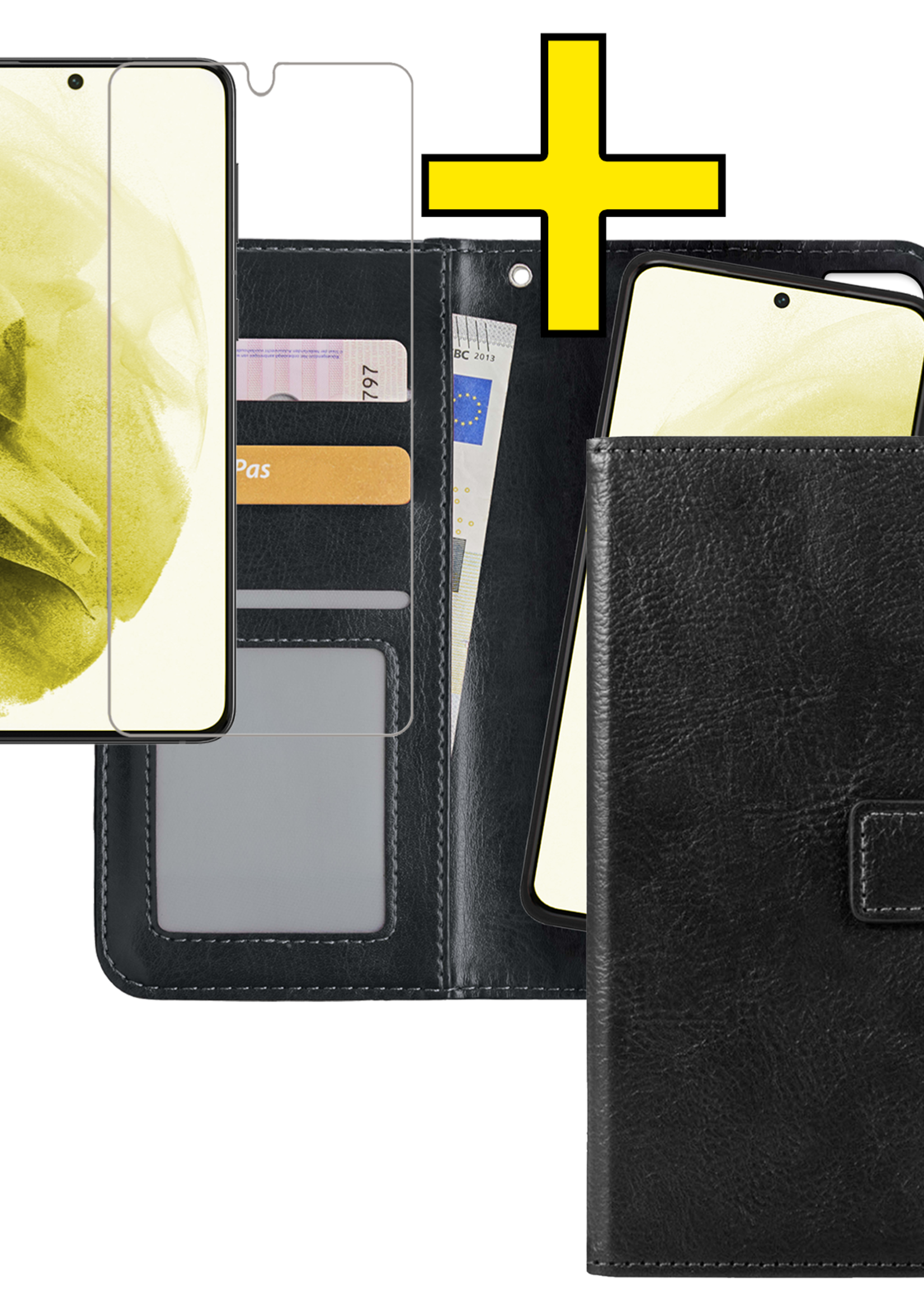 LUQ Hoesje Geschikt voor <model> Hoesje Case Uitneembare Bookcase 2-in-1 Hoes Met Screenprotector - Hoes Geschikt voor <model2> Hoes Wallet Case Met Pasjeshouder Hoesje - <color>
