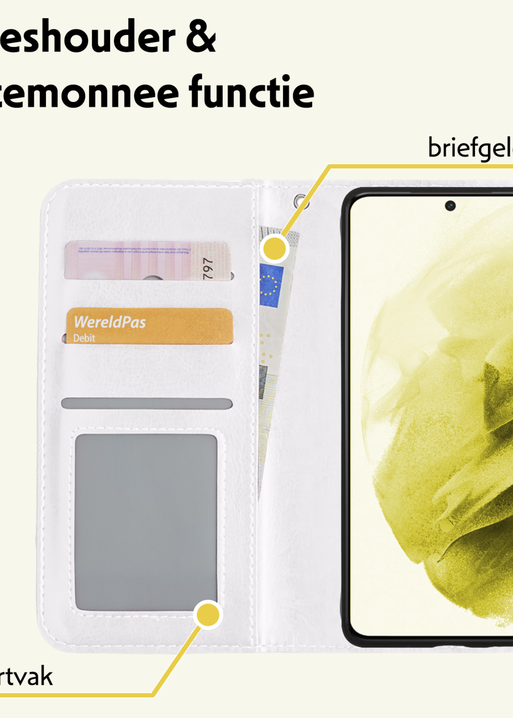 LUQ Hoesje Geschikt voor <model> Hoesje Case Uitneembare Bookcase 2-in-1 Hoes Met 2x Screenprotector - Hoes Geschikt voor <model2> Hoes Wallet Case Met Pasjeshouder Hoesje - <color>